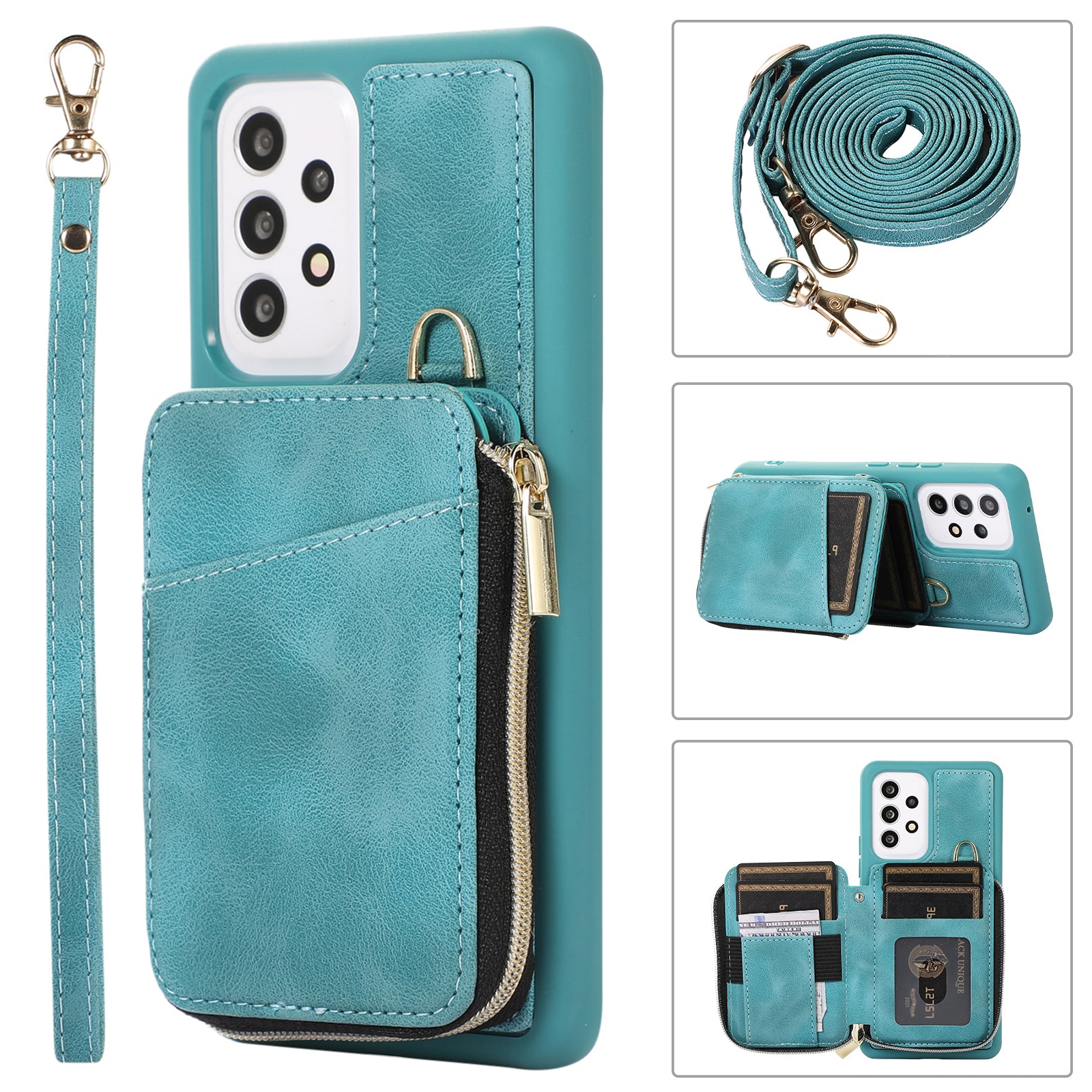 For Samsung Galaxy A52 4G / A52s 5G / A52 5G Phone Case PU Leather TPU Kickstand Phone Shell with Mini Card Bag