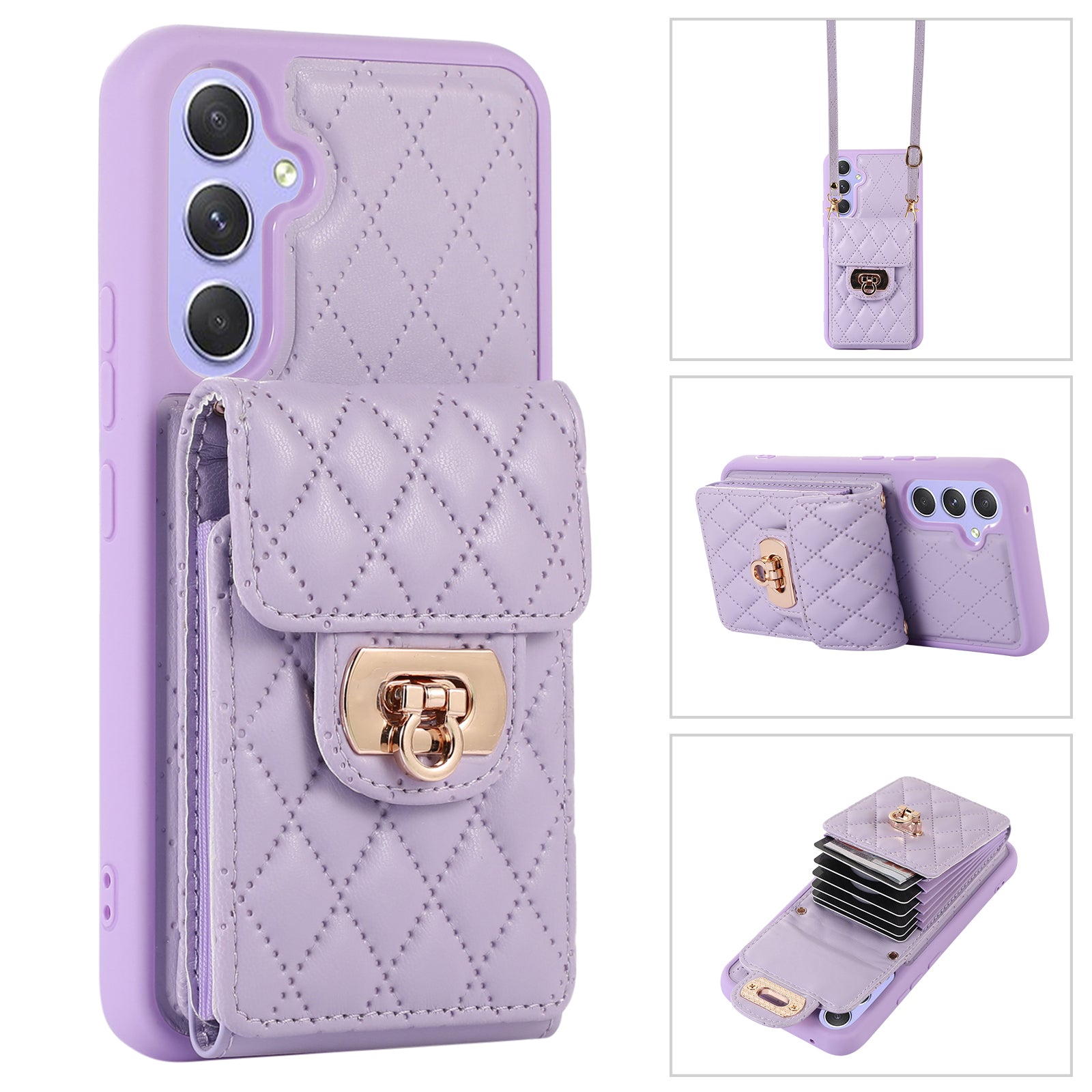 For Samsung Galaxy A34 5G Card Holder Slot Kickstand Phone Case PU Leather TPU Back Cover