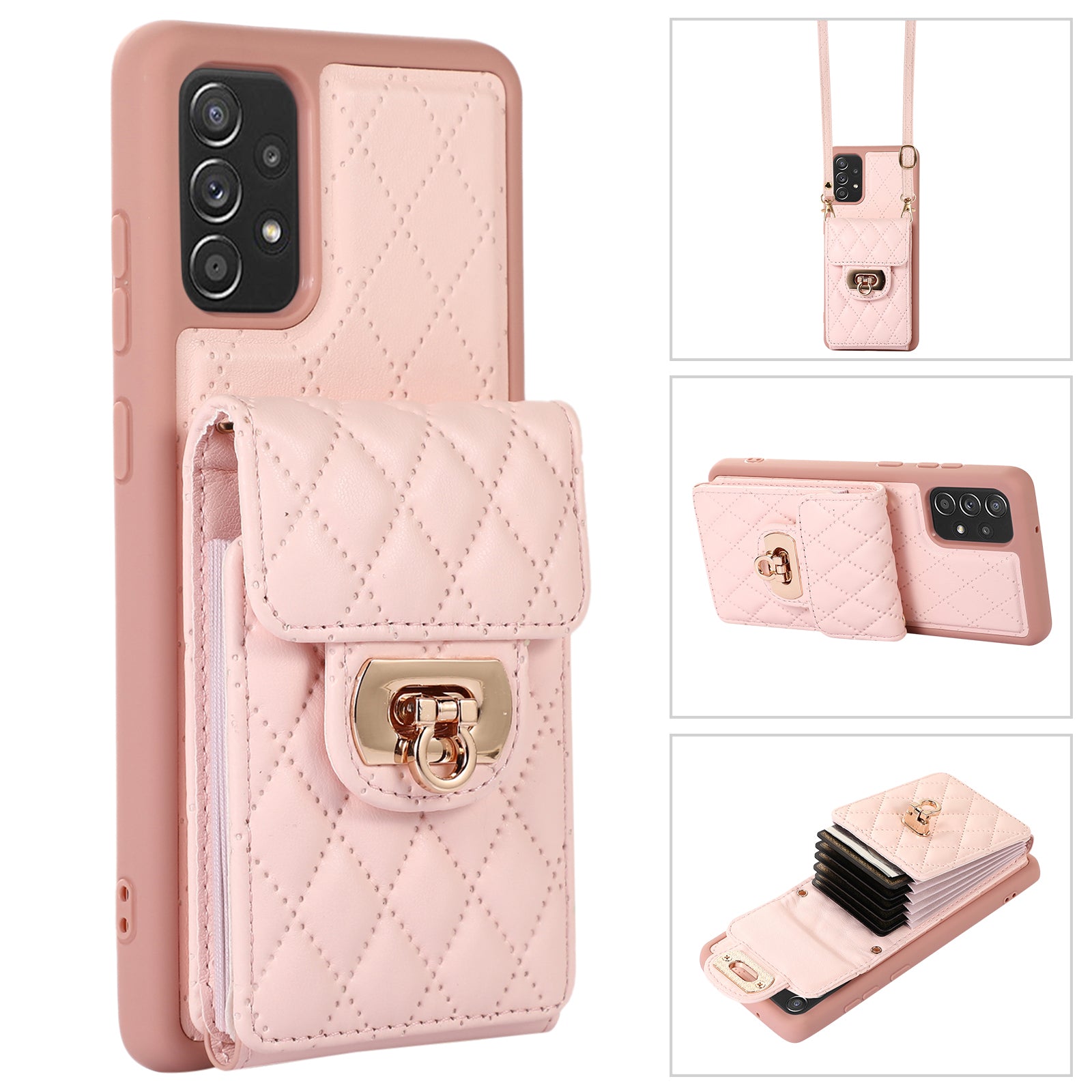 For Samsung Galaxy A53 5G Kickstand Cell Phone Case PU Leather Coated TPU Card Slot Cover