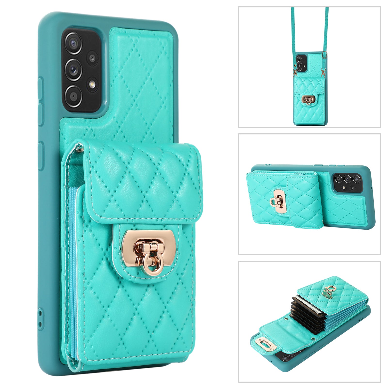 For Samsung Galaxy A53 5G Kickstand Cell Phone Case PU Leather Coated TPU Card Slot Cover