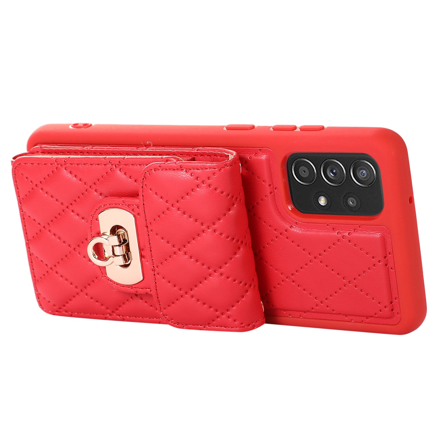 For Samsung Galaxy A53 5G Kickstand Cell Phone Case PU Leather Coated TPU Card Slot Cover