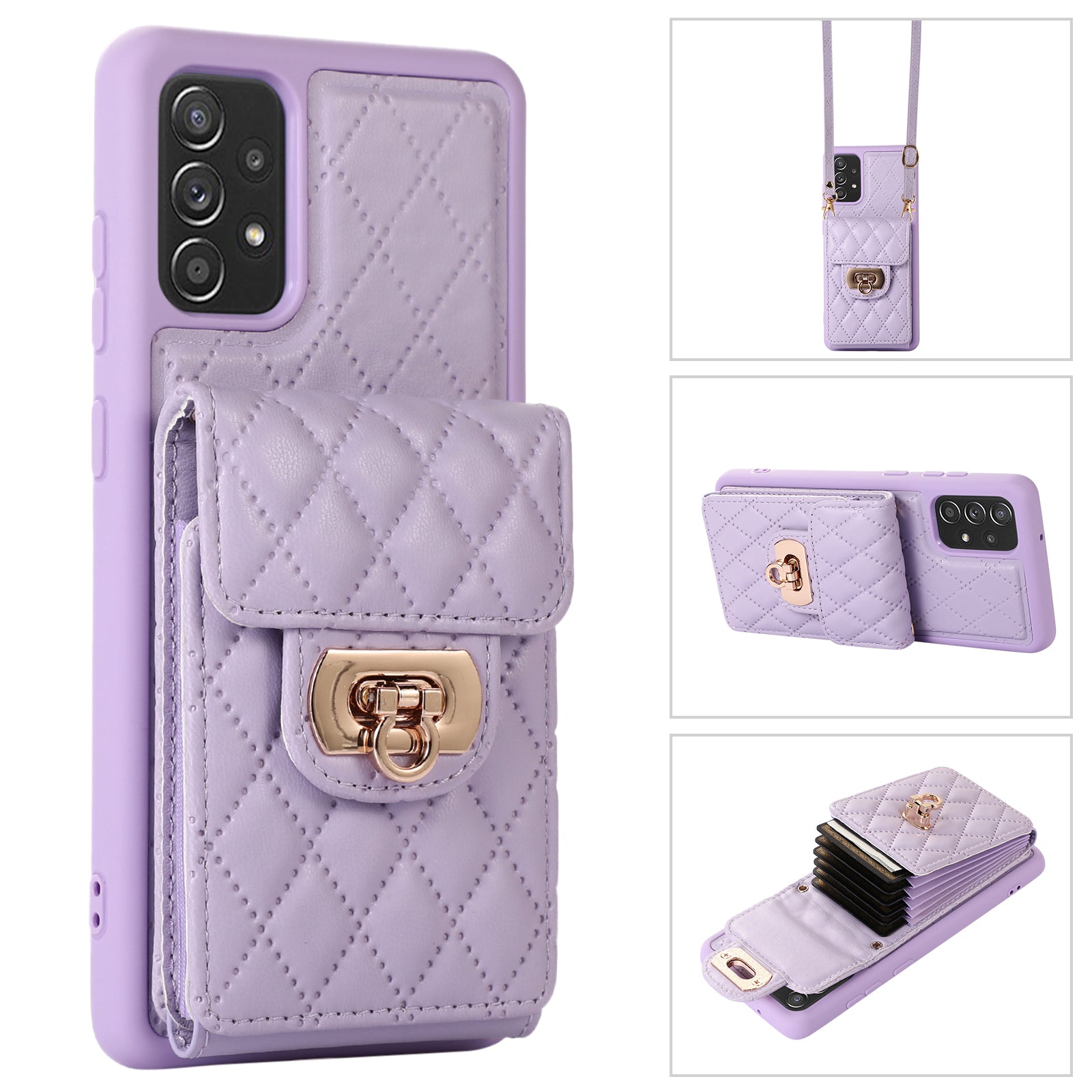 For Samsung Galaxy A53 5G Kickstand Cell Phone Case PU Leather Coated TPU Card Slot Cover