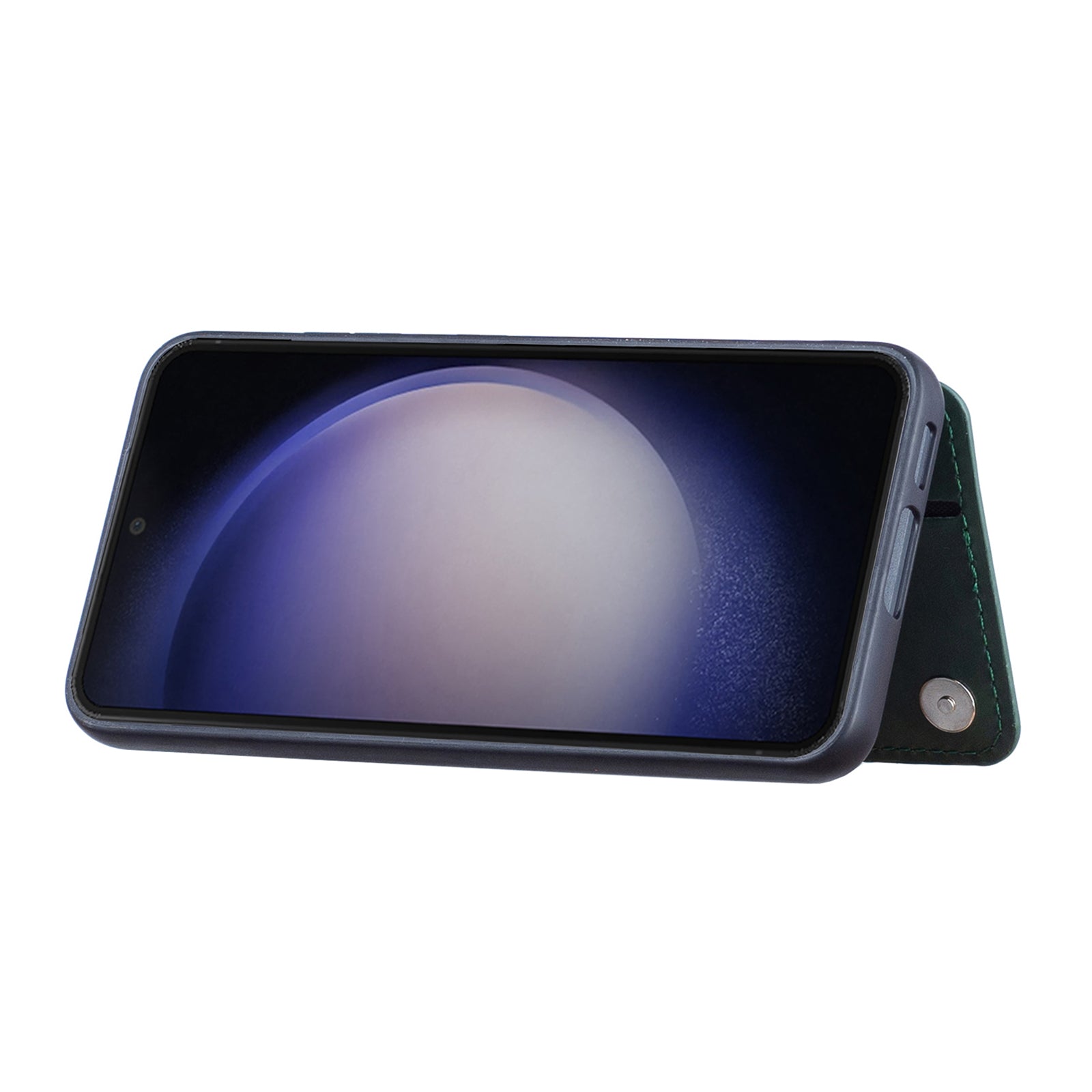 For Samsung Galaxy S23 V-Shaped Card Slots Phone Case Kickstand Leather Coated TPU Cover