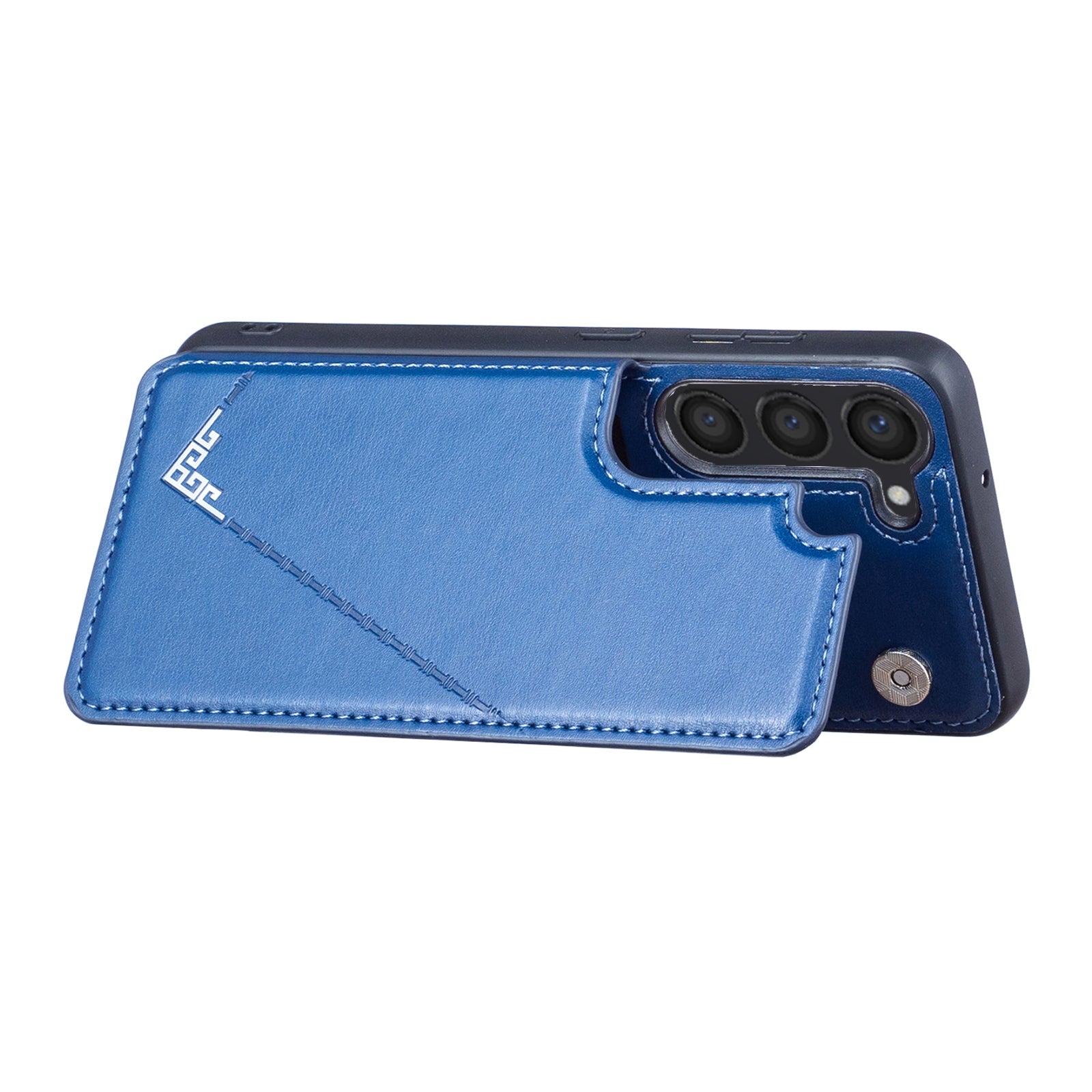 For Samsung Galaxy S23 Kickstand Phone Case V-Shaped Card Slots PU Leather Coated TPU Cover