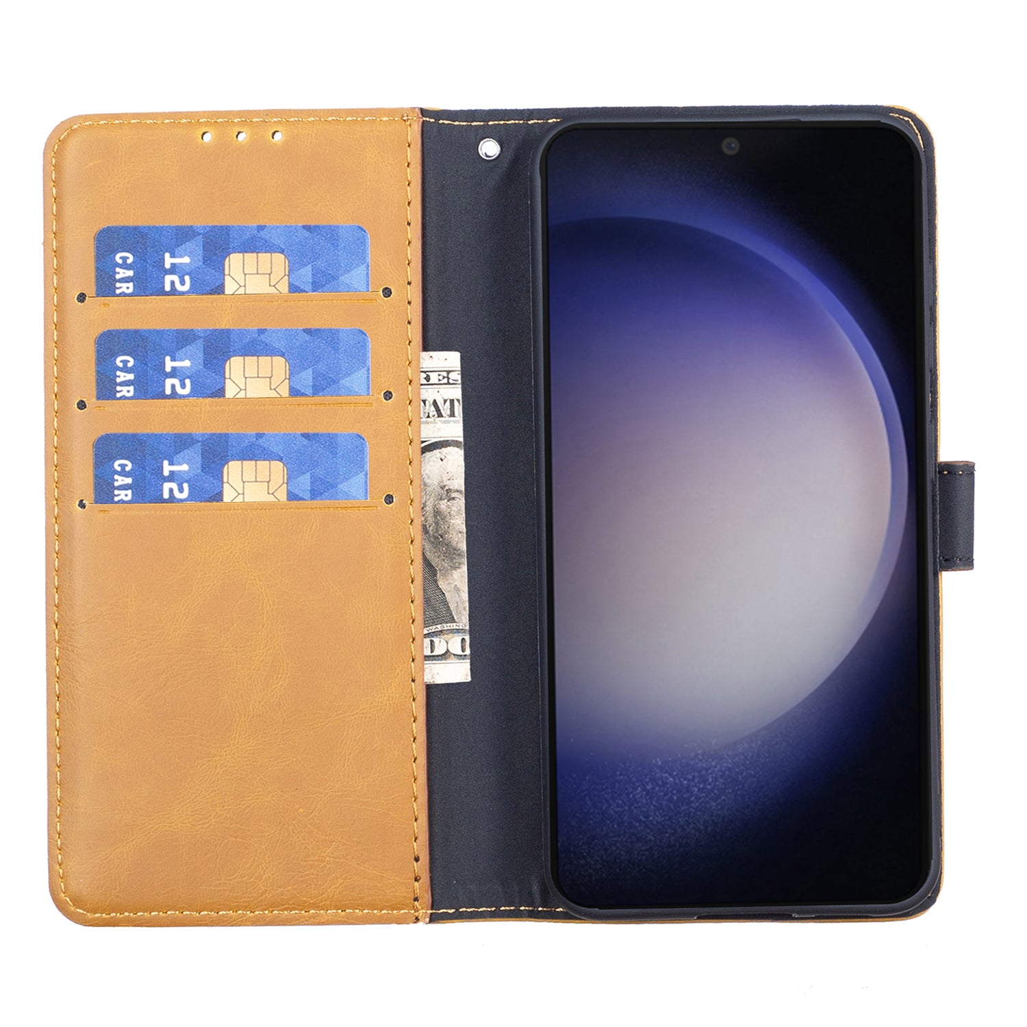 Phone Leather Case for Samsung Galaxy S23 Retro Crazy Horse Texture Cover with Stand Wallet