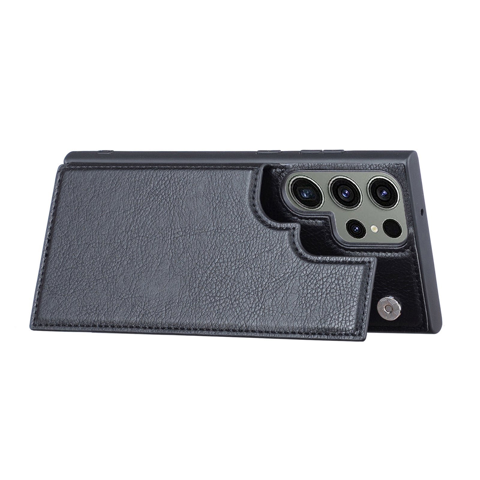 For Samsung Galaxy S23 Card Holder Phone Kickstand Case PU Leather Coated TPU Cover