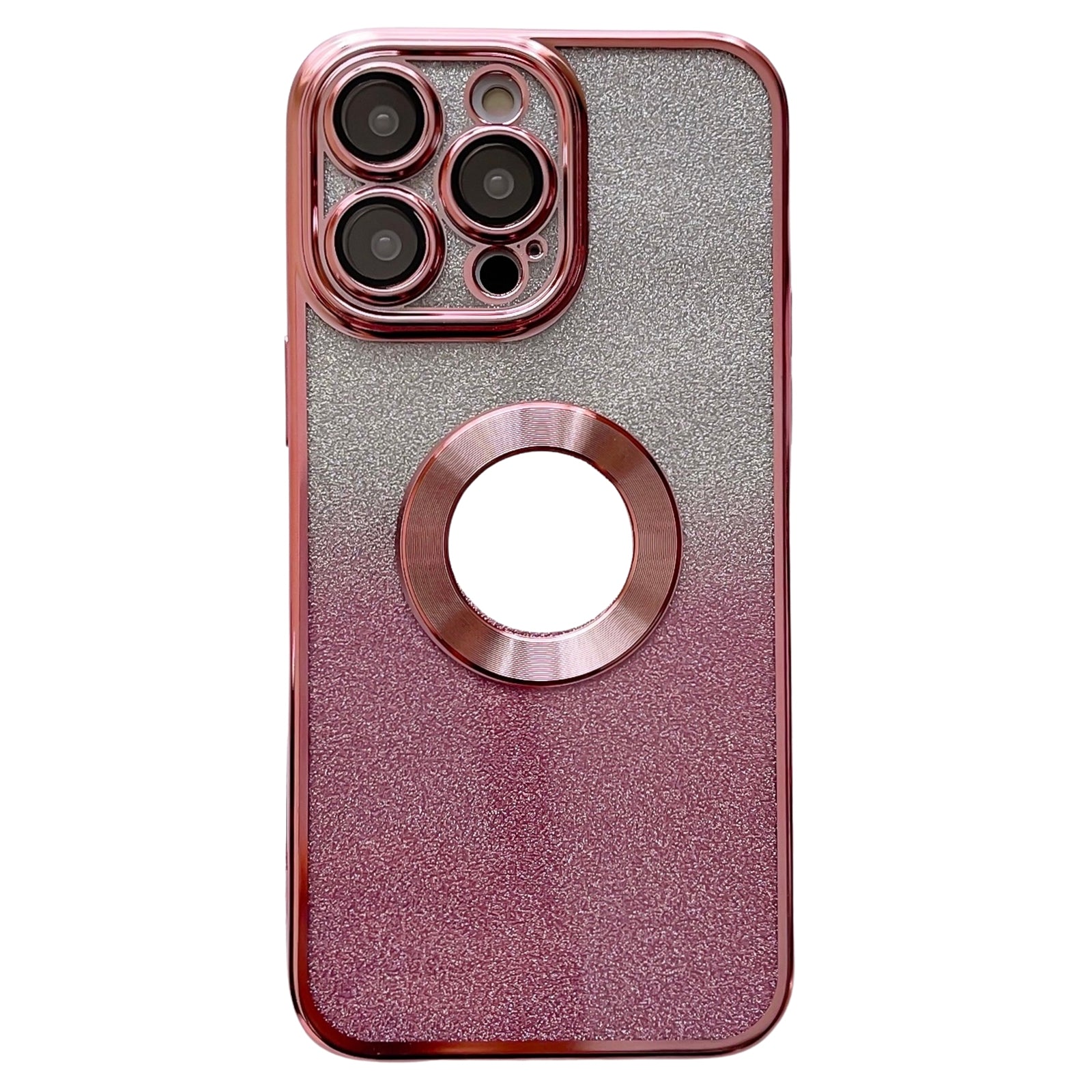 Til iPhone 13 Pro Max 6,7 tommer Soft TPU Glitter Telefoncover CD Texture Logo View Galvaniseringscover med kameralinsefilm