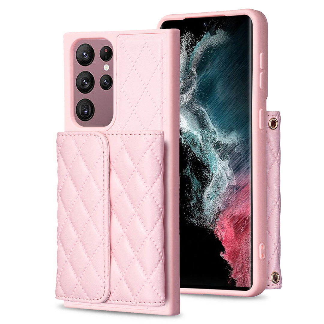 BF23-Style For Samsung Galaxy S22 Ultra 5G Phone Cover Horizontal Card Holder Kickstand PU Leather TPU Case