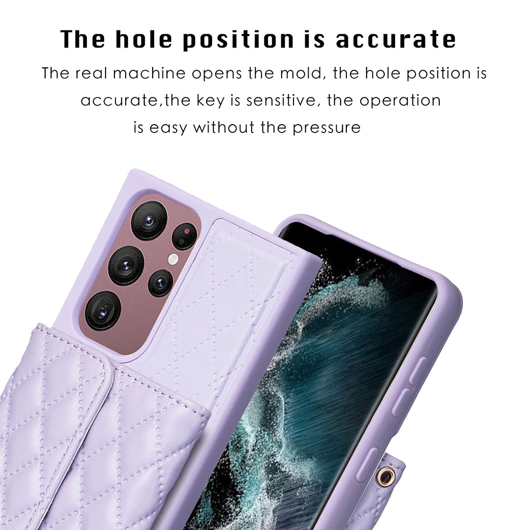 BF23-Style For Samsung Galaxy S22 Ultra 5G Phone Cover Horizontal Card Holder Kickstand PU Leather TPU Case