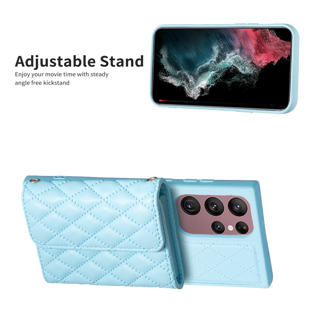 BF23-Style For Samsung Galaxy S22 Ultra 5G Phone Cover Horizontal Card Holder Kickstand PU Leather TPU Case