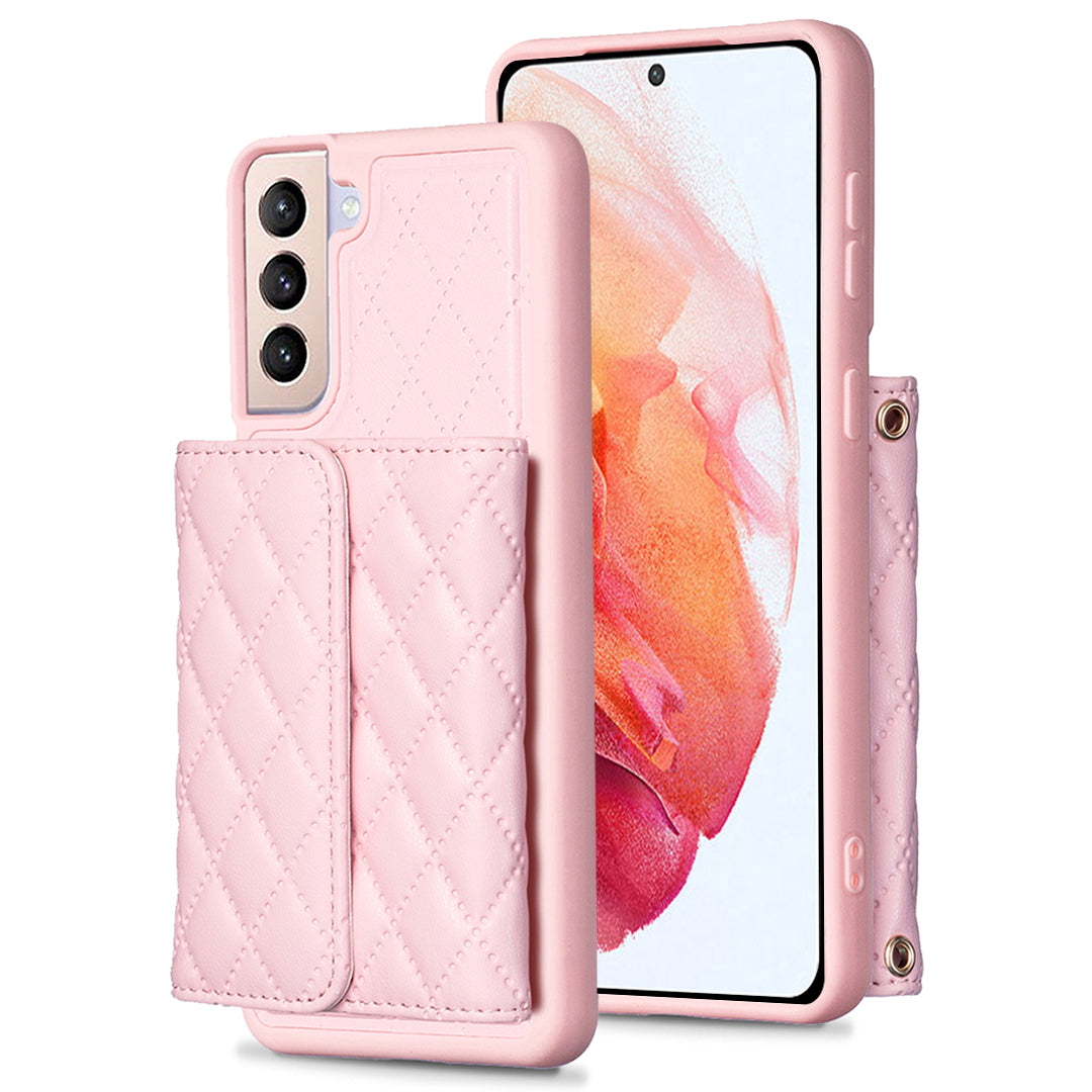 BF23-Style Horizontal Card Bag Phone Case for Samsung Galaxy S21 4G / 5G Kickstand PU Leather TPU Cover