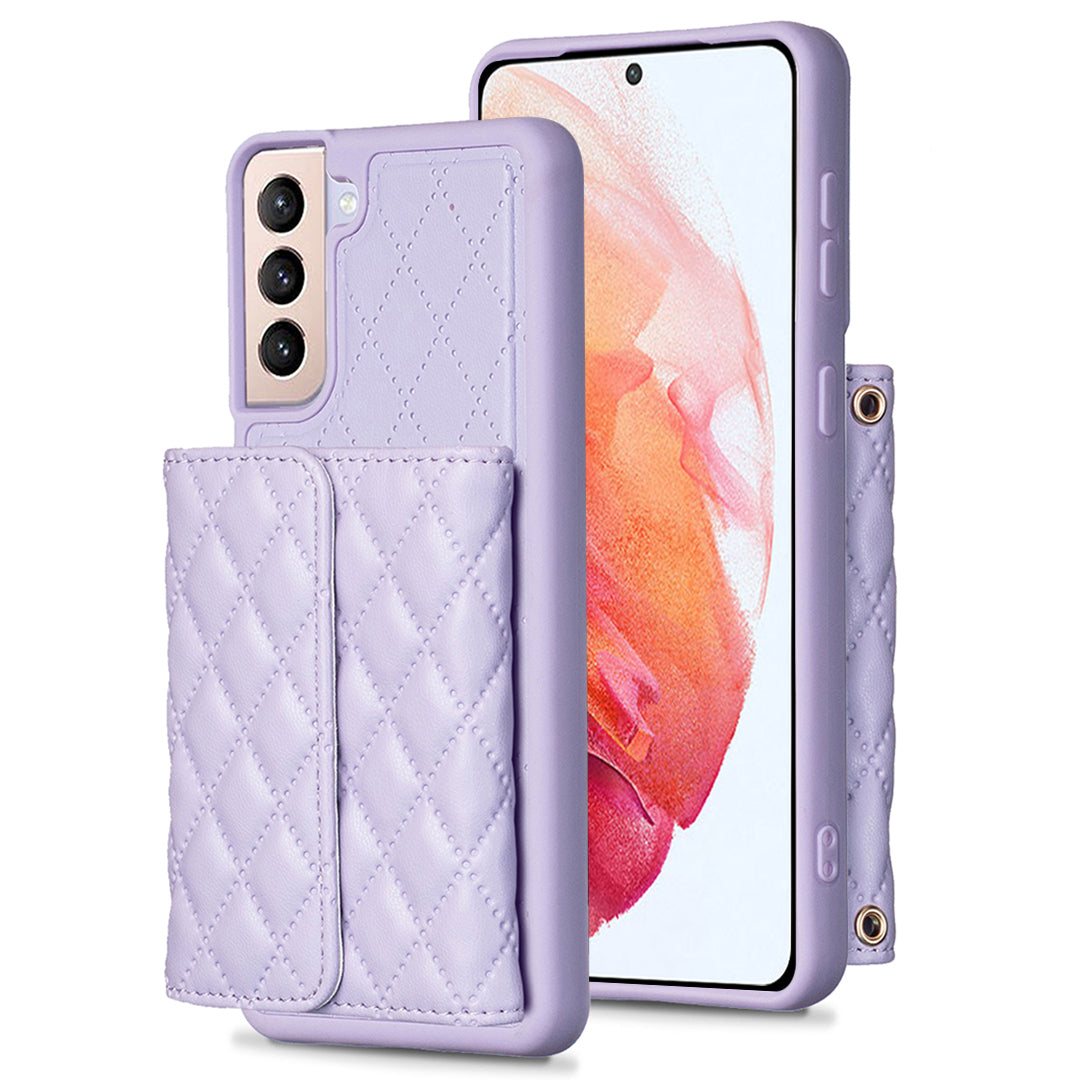 BF23-Style Horizontal Card Bag Phone Case for Samsung Galaxy S21 4G / 5G Kickstand PU Leather TPU Cover