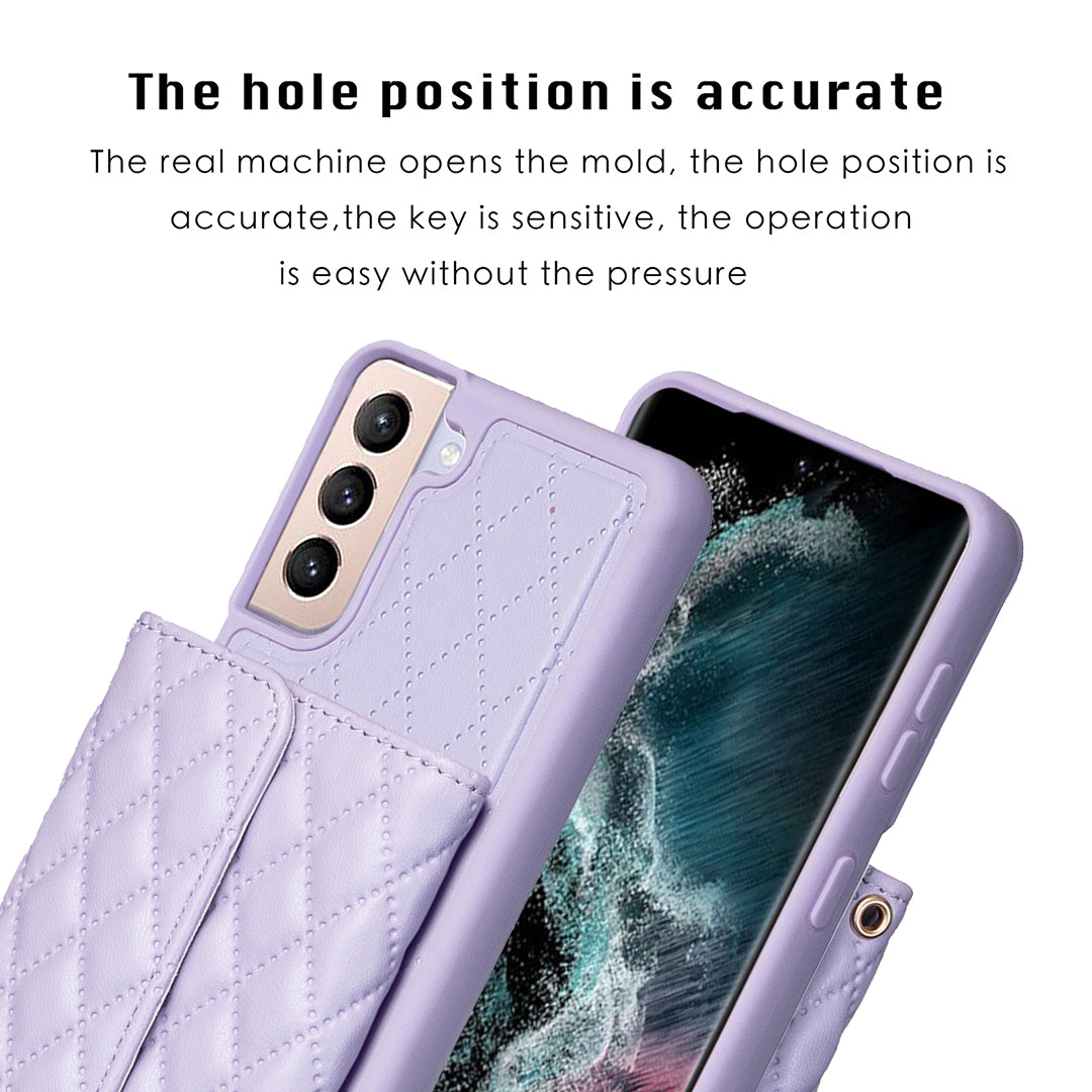 BF23-Style Horizontal Card Bag Phone Case for Samsung Galaxy S21 4G / 5G Kickstand PU Leather TPU Cover