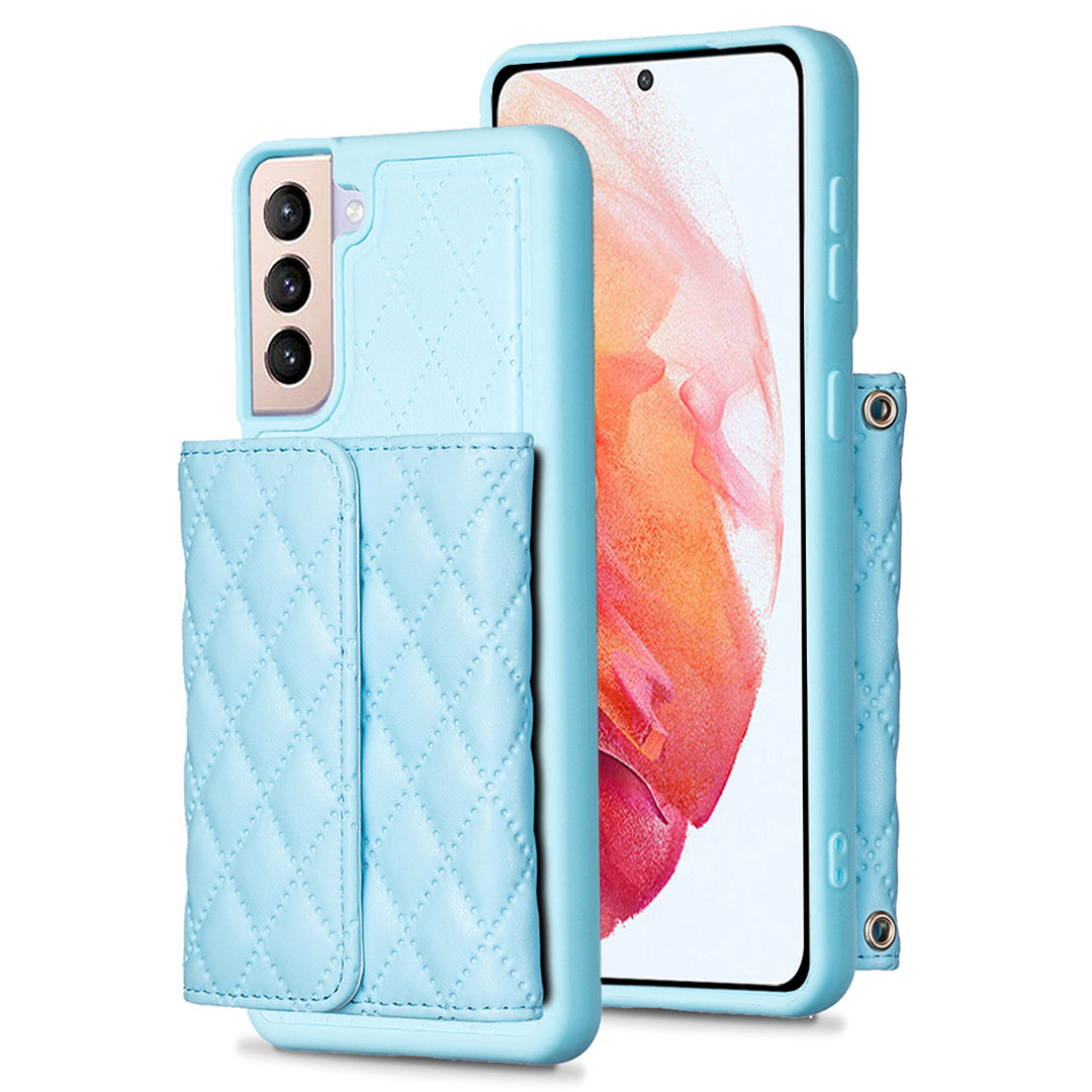 BF23-Style Horizontal Card Bag Phone Case for Samsung Galaxy S21 4G / 5G Kickstand PU Leather TPU Cover