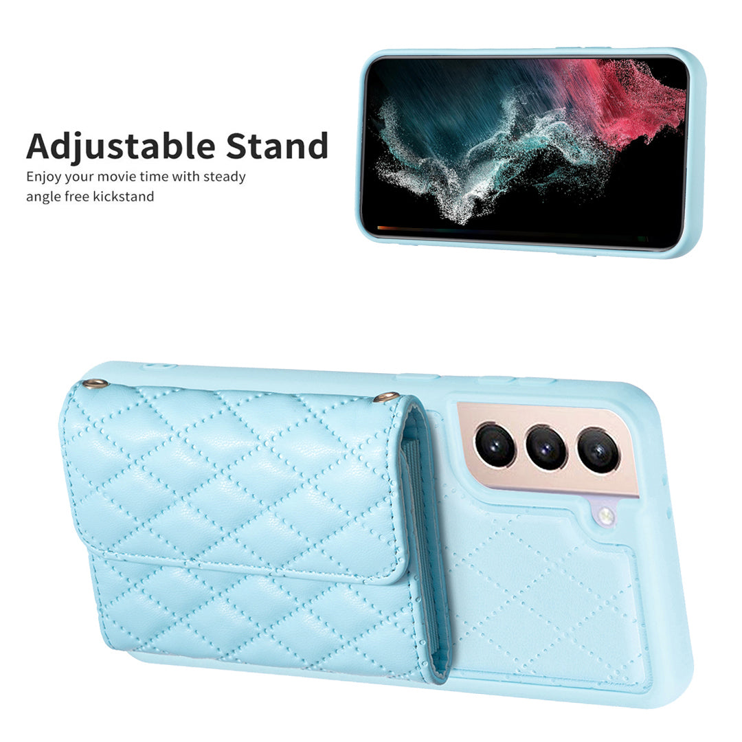 BF23-Style Horizontal Card Bag Phone Case for Samsung Galaxy S21 4G / 5G Kickstand PU Leather TPU Cover