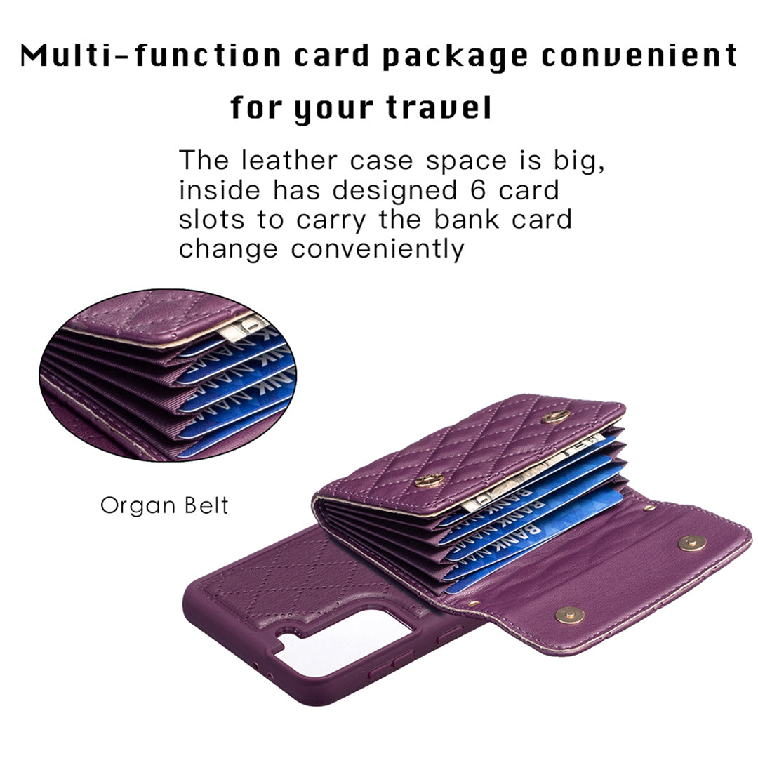 BF23-Style For Samsung Galaxy S21 5G Kickstand PU Leather TPU Case Phone Cover with Horizontal Card Pouch