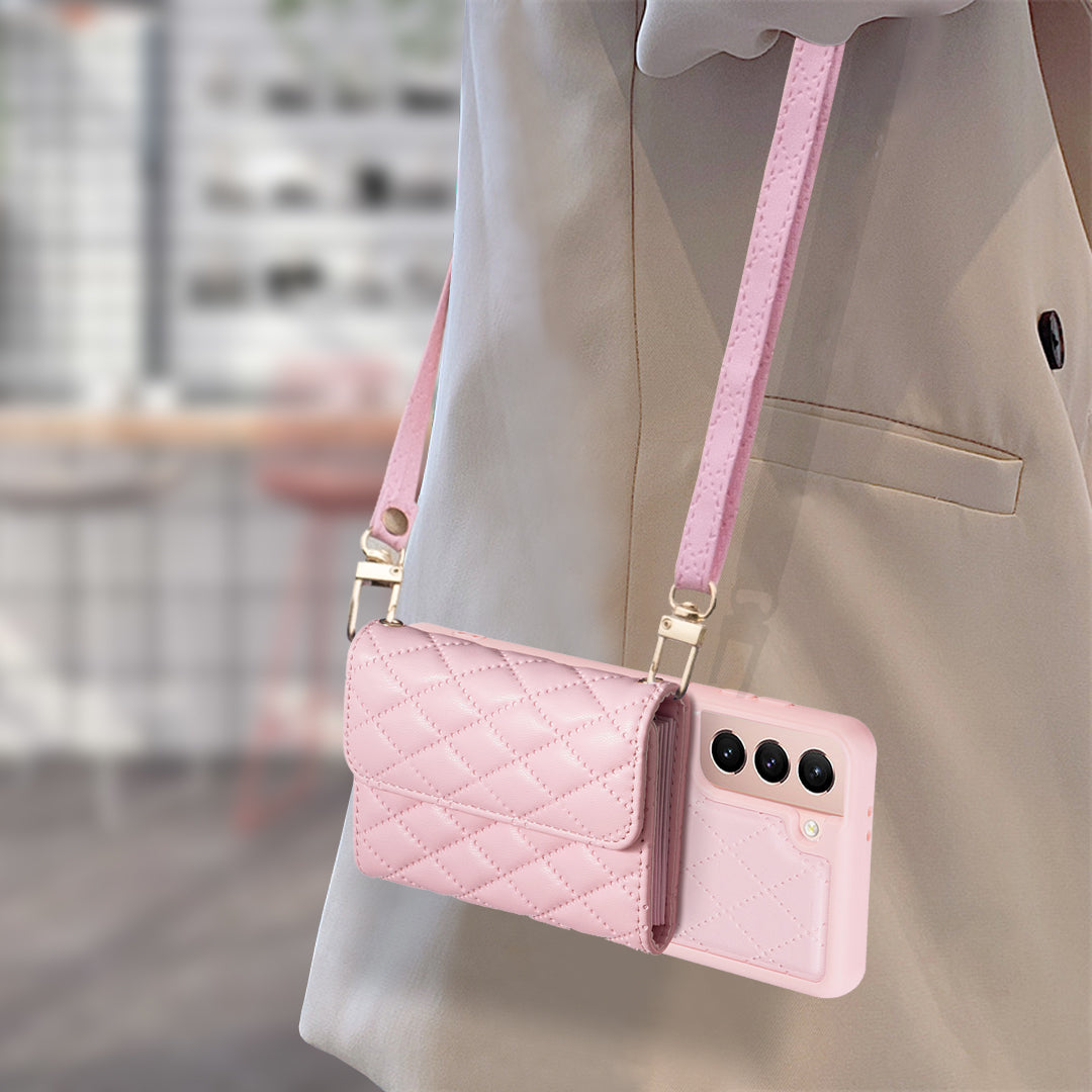 BF23-Style For Samsung Galaxy S21 FE 5G Mobile Phone Shell Horizontal Card Holder Kickstand PU Leather TPU Case