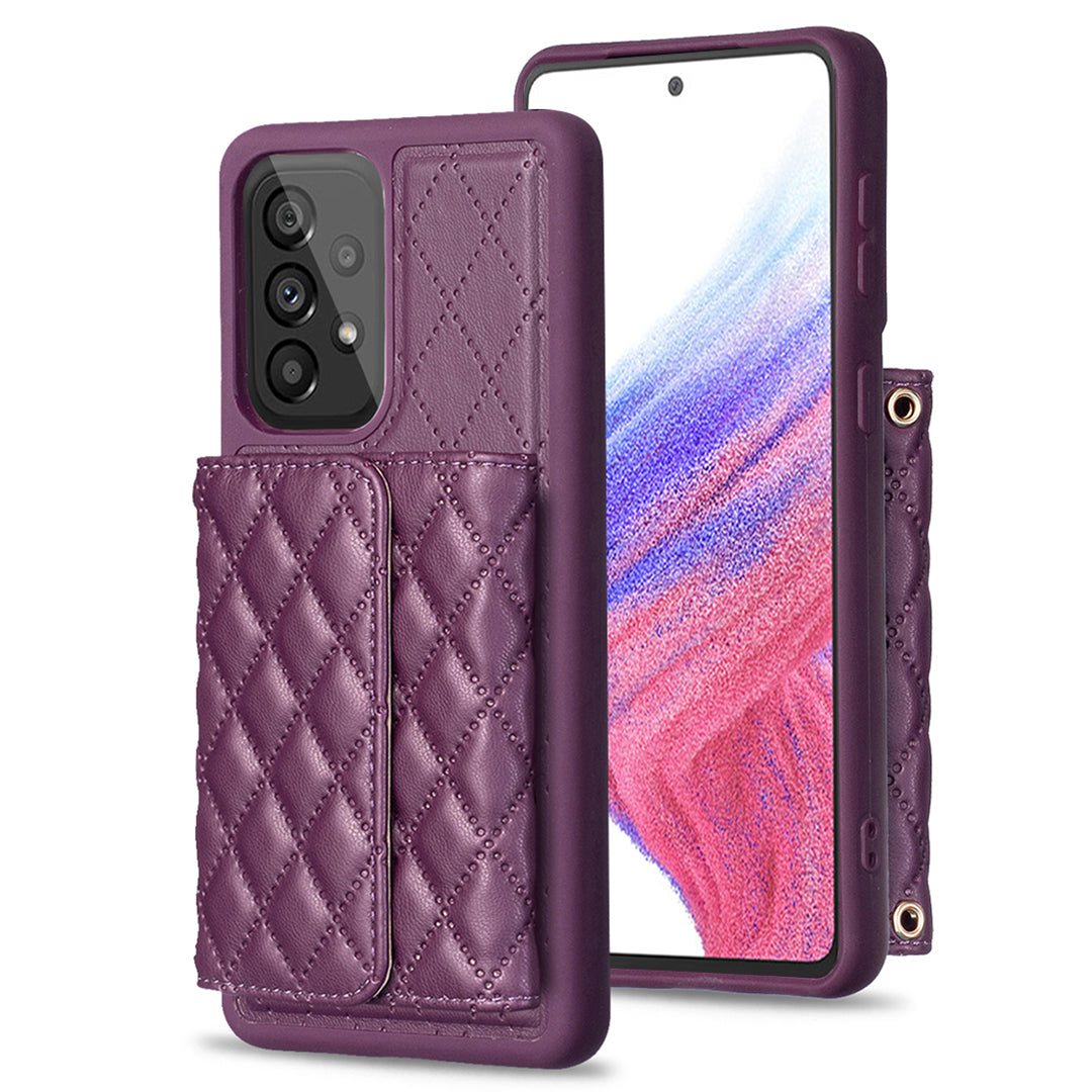 BF23-Style For Samsung Galaxy A53 5G Horizontal Card Holder Phone Cover Kickstand PU Leather TPU Phone Case