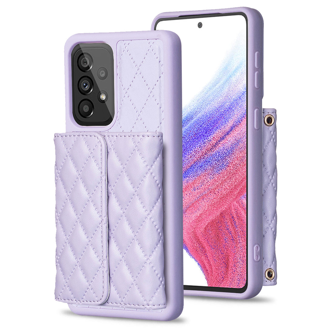 BF23-Style For Samsung Galaxy A53 5G Horizontal Card Holder Phone Cover Kickstand PU Leather TPU Phone Case