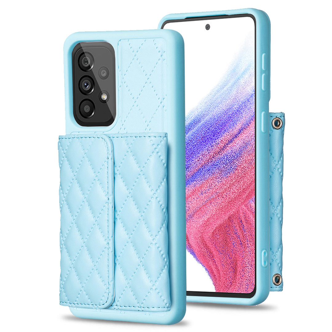 BF23-Style For Samsung Galaxy A53 5G Horizontal Card Holder Phone Cover Kickstand PU Leather TPU Phone Case