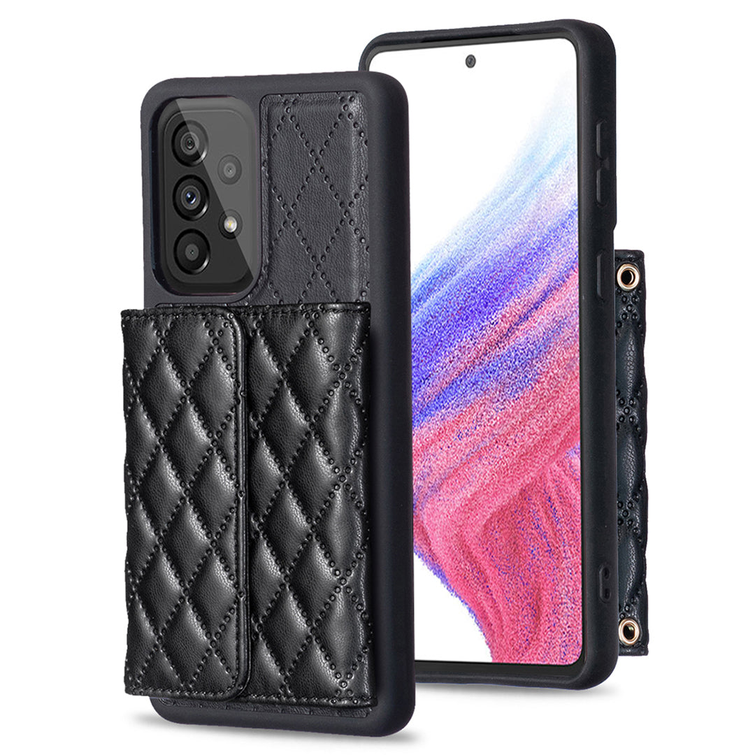 BF23-Style For Samsung Galaxy A53 5G Horizontal Card Holder Phone Cover Kickstand PU Leather TPU Phone Case