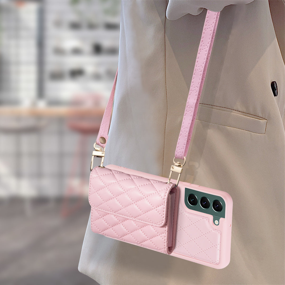 BF23-Style Phone Shell for Samsung Galaxy S22 5G Kickstand PU Leather TPU Phone Case with Horizontal Card Holder