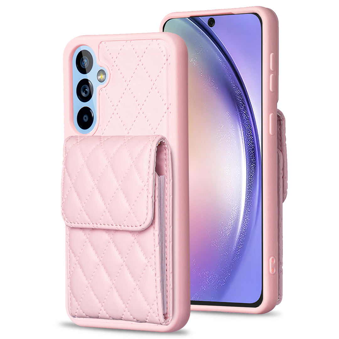 BF22-Style for Samsung Galaxy A54 5G PU Leather TPU Phone Case Vertical Card Holder Pouch Mobile Phone Cover