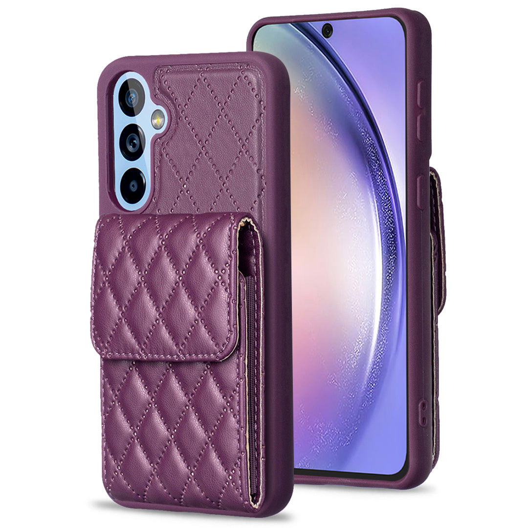 BF22-Style for Samsung Galaxy A54 5G PU Leather TPU Phone Case Vertical Card Holder Pouch Mobile Phone Cover