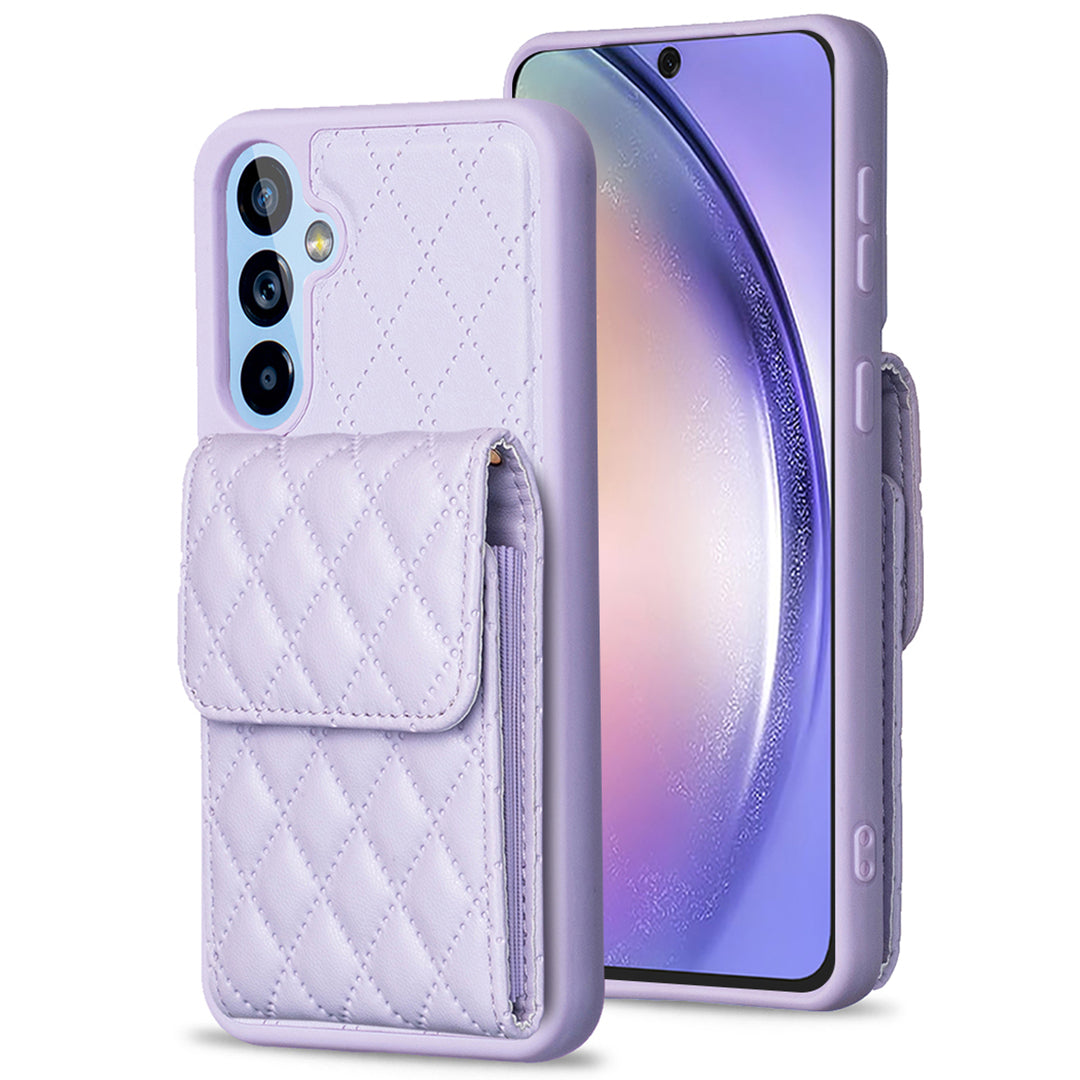 BF22-Style for Samsung Galaxy A54 5G PU Leather TPU Phone Case Vertical Card Holder Pouch Mobile Phone Cover