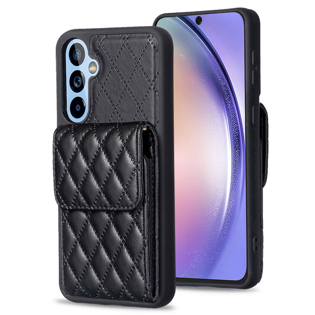 BF22-Style for Samsung Galaxy A54 5G PU Leather TPU Phone Case Vertical Card Holder Pouch Mobile Phone Cover