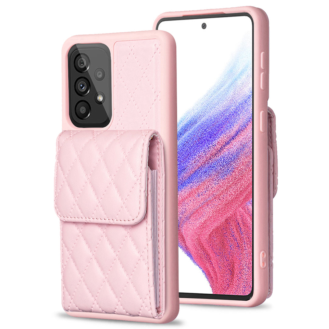 BF22-Style For Samsung Galaxy A53 5G Card Holder Case PU Leather TPU Kickstand Cell Phone Cover
