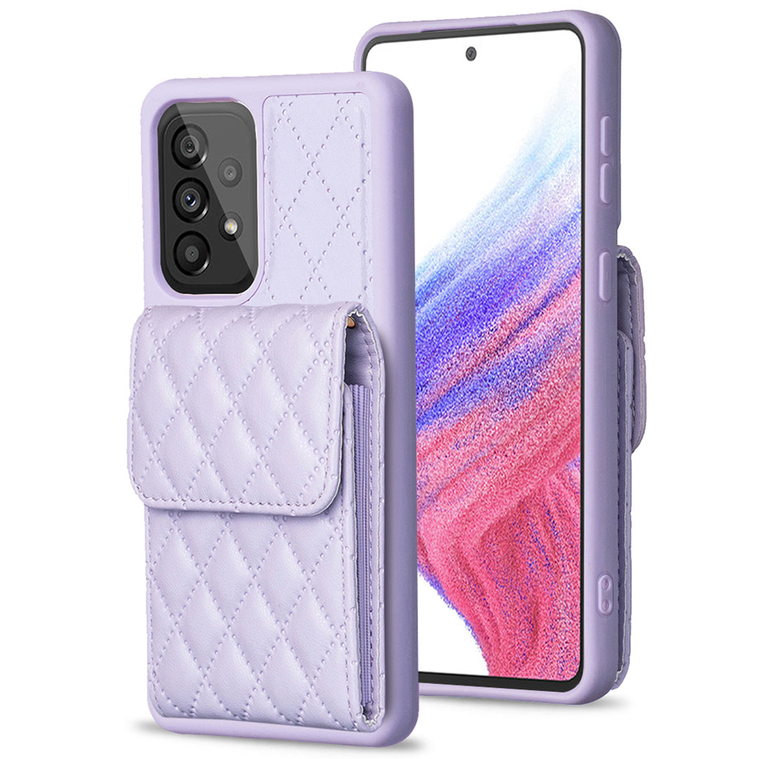 BF22-Style For Samsung Galaxy A53 5G Card Holder Case PU Leather TPU Kickstand Cell Phone Cover
