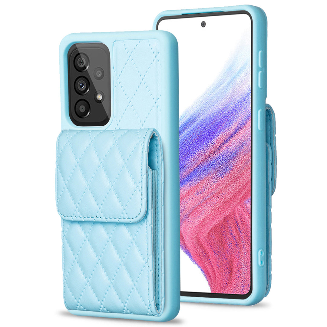 BF22-Style For Samsung Galaxy A53 5G Card Holder Case PU Leather TPU Kickstand Cell Phone Cover
