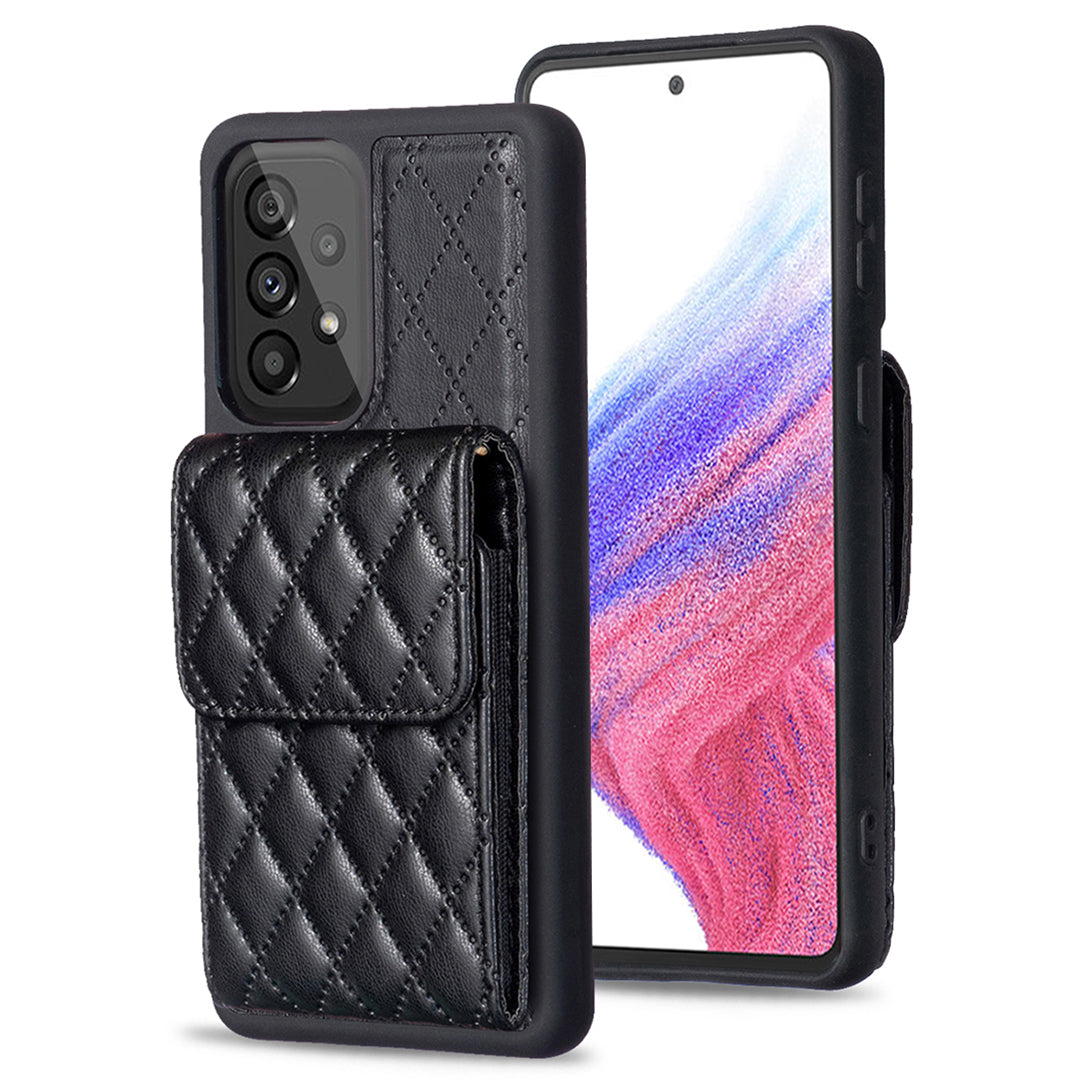BF22-Style For Samsung Galaxy A53 5G Card Holder Case PU Leather TPU Kickstand Cell Phone Cover