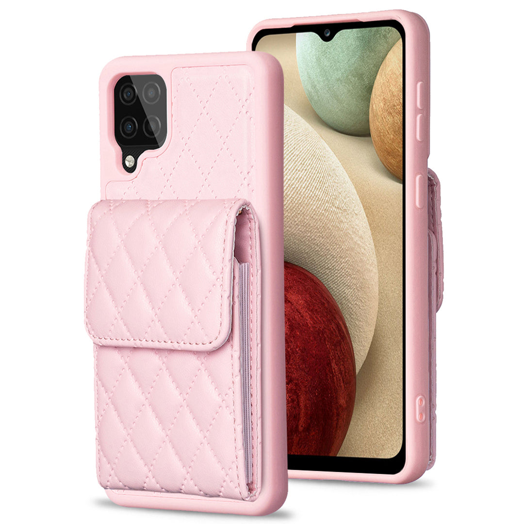 BF22-Style For Samsung Galaxy A12 Kickstand Phone Case Card Holder Leather TPU Phone Cover