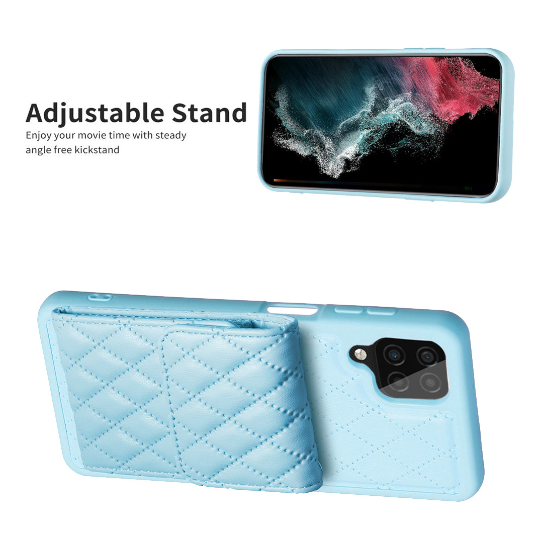 BF22-Style For Samsung Galaxy A12 Kickstand Phone Case Card Holder Leather TPU Phone Cover