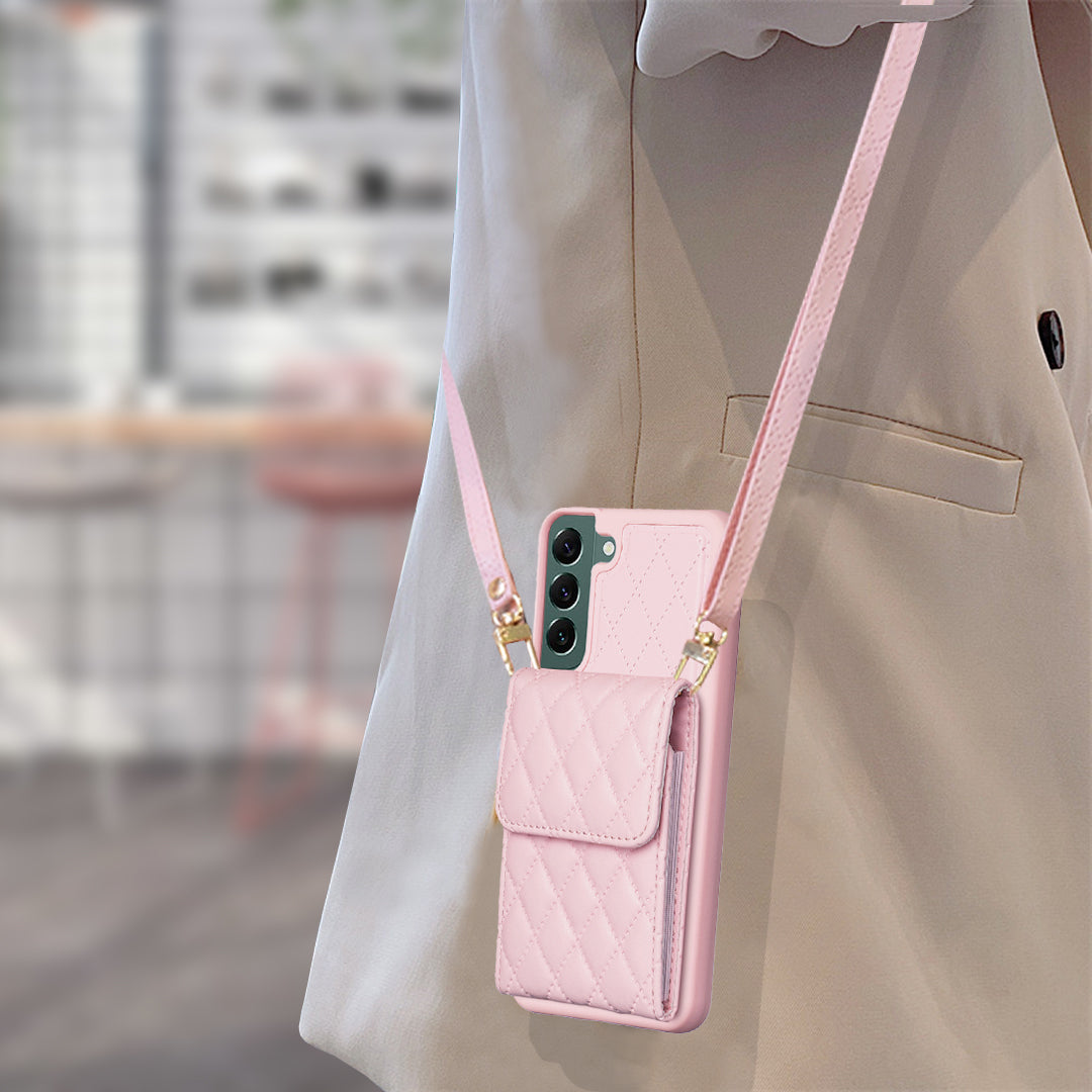 BF22-Style For Samsung Galaxy S22 5G Phone Case Kickstand Leather Coated TPU Cover with Card Holder