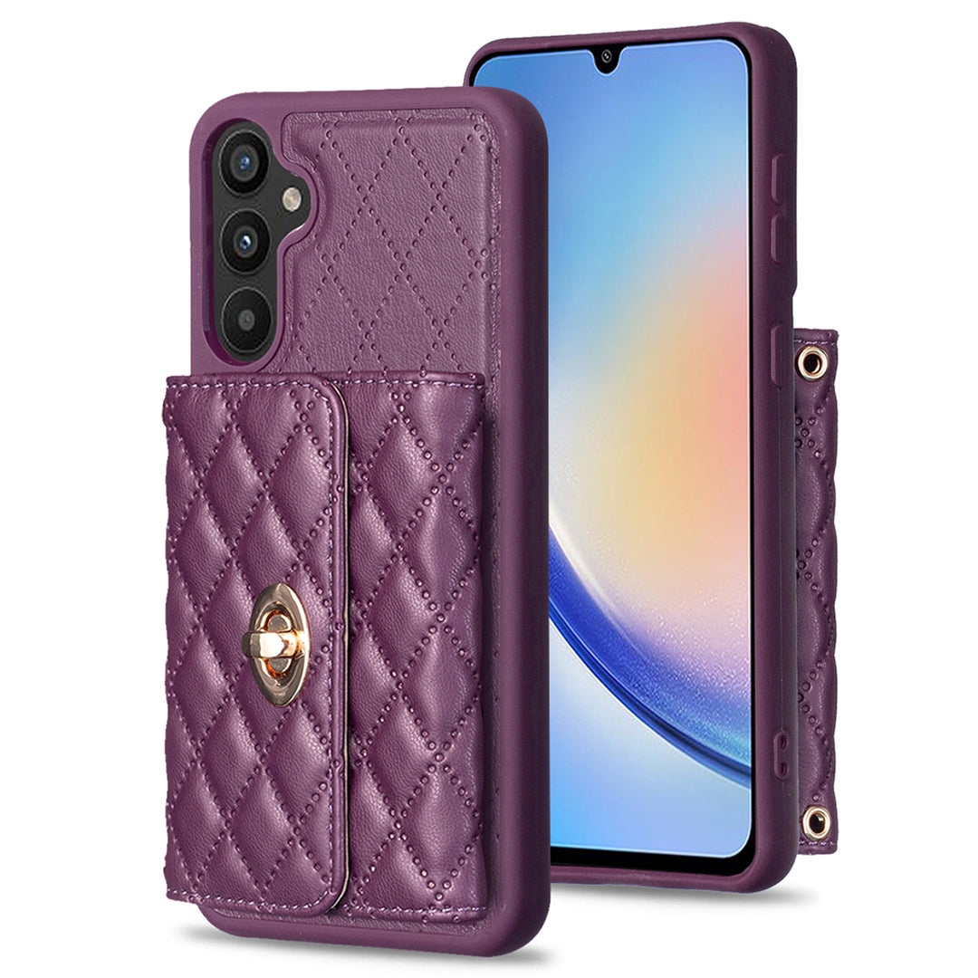 BF21-Style For Samsung Galaxy A34 5G Kickstand Phone Case PU Leather TPU Cover with Card Holder
