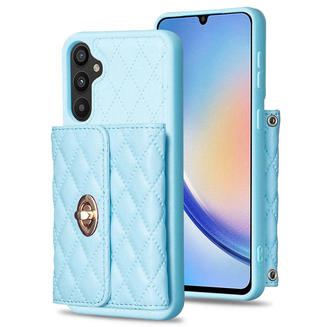 BF21-Style For Samsung Galaxy A34 5G Kickstand Phone Case PU Leather TPU Cover with Card Holder