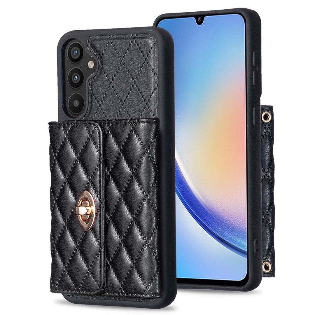 BF21-Style For Samsung Galaxy A34 5G Kickstand Phone Case PU Leather TPU Cover with Card Holder
