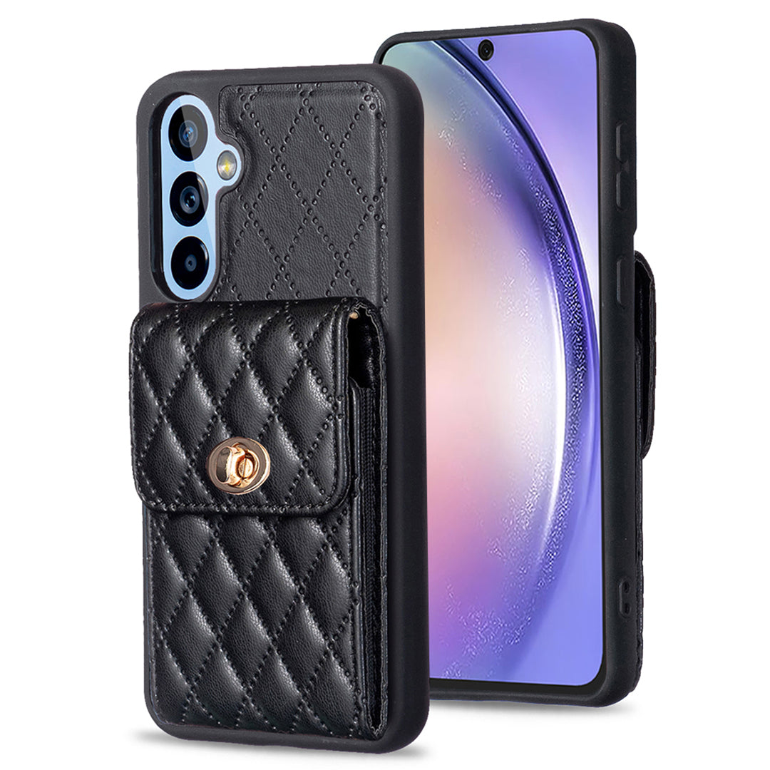 BF20 for Samsung Galaxy A54 5G Card Holder Fall-proof Case PU Leather Coated TPU Phone Cover