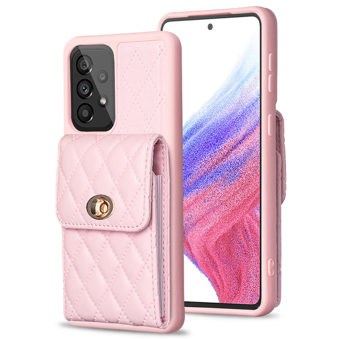 BF20 Card Holder Shell for Samsung Galaxy A53 5G PU Leather Coated TPU Phone Cover Shockproof Case