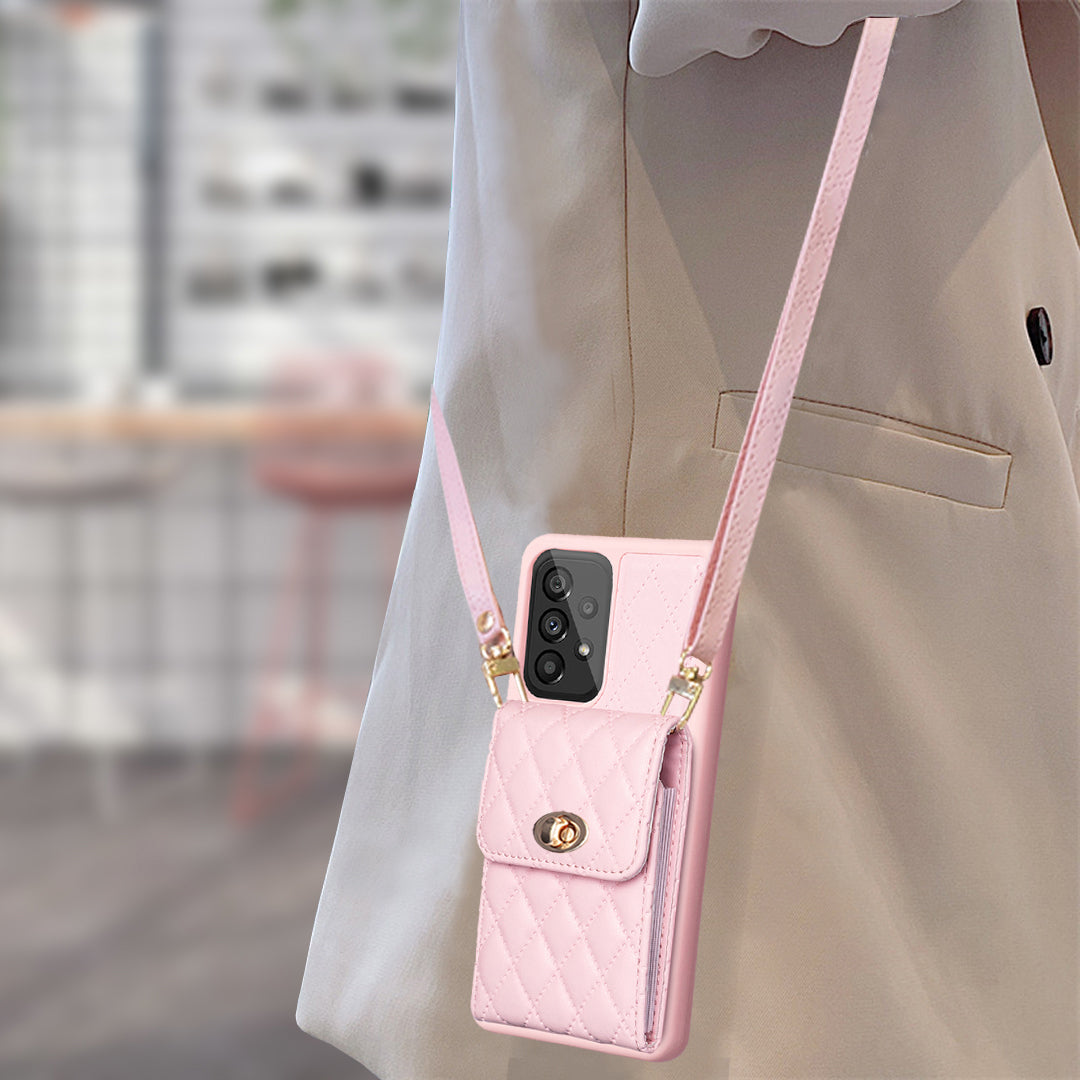 BF20 Card Holder Shell for Samsung Galaxy A53 5G PU Leather Coated TPU Phone Cover Shockproof Case