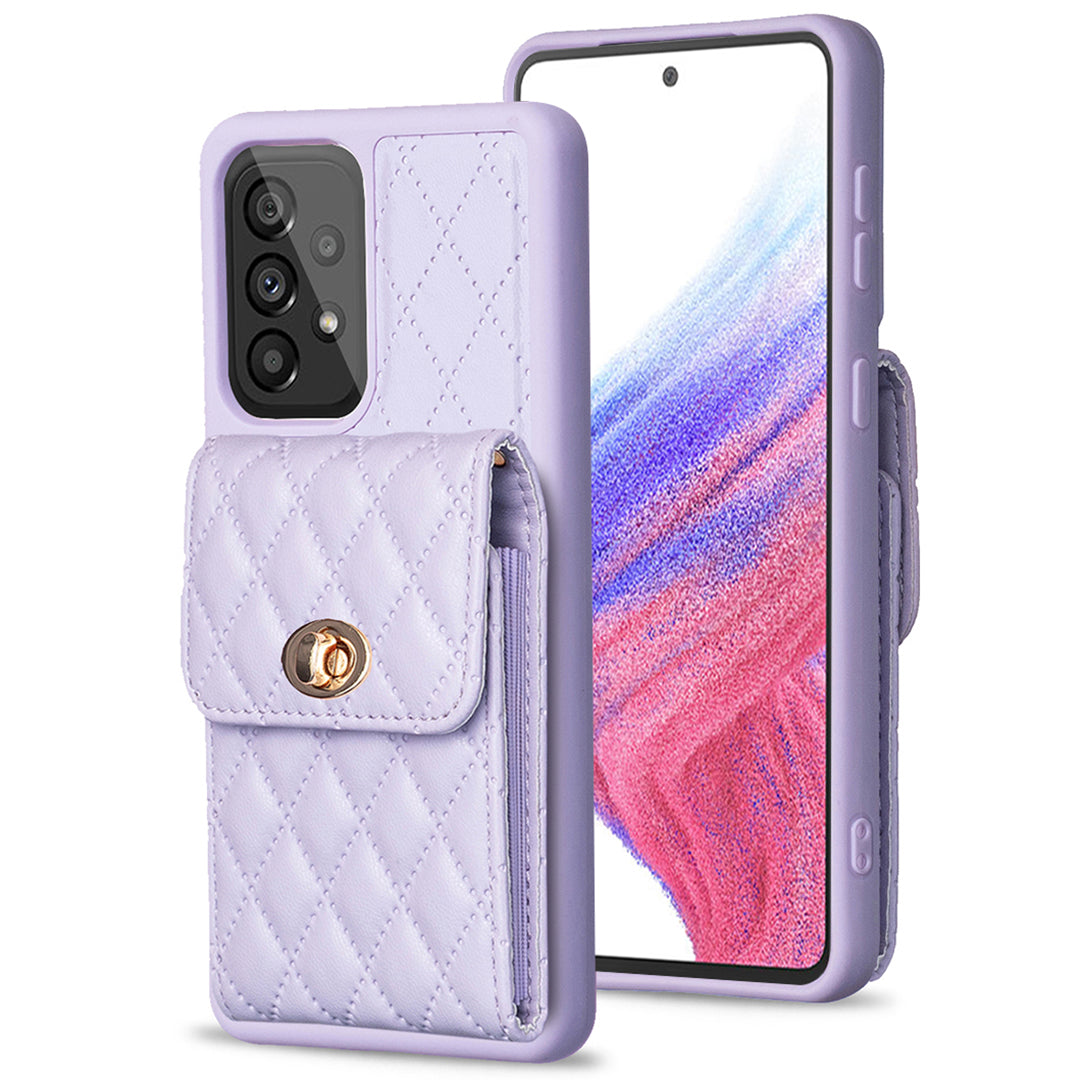 BF20 Card Holder Shell for Samsung Galaxy A53 5G PU Leather Coated TPU Phone Cover Shockproof Case