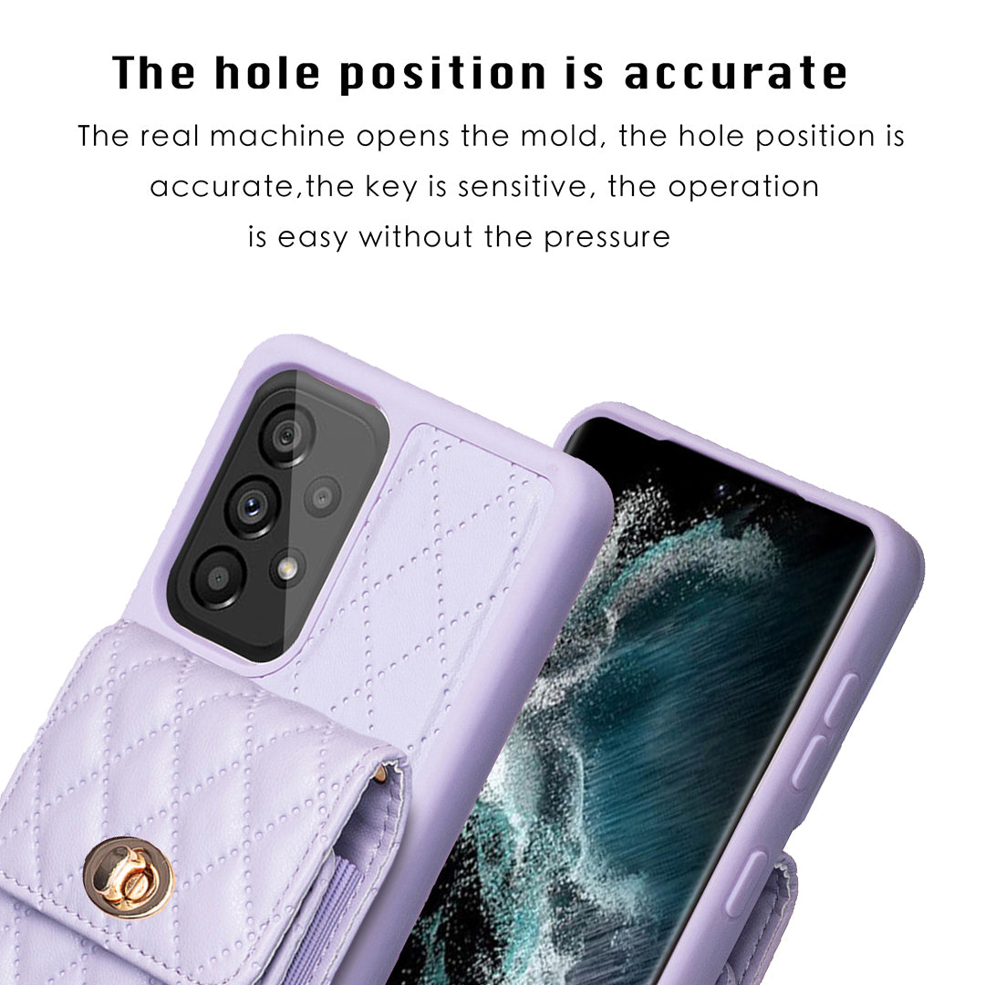 BF20 Card Holder Shell for Samsung Galaxy A53 5G PU Leather Coated TPU Phone Cover Shockproof Case