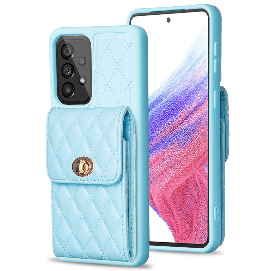 BF20 Card Holder Shell for Samsung Galaxy A53 5G PU Leather Coated TPU Phone Cover Shockproof Case