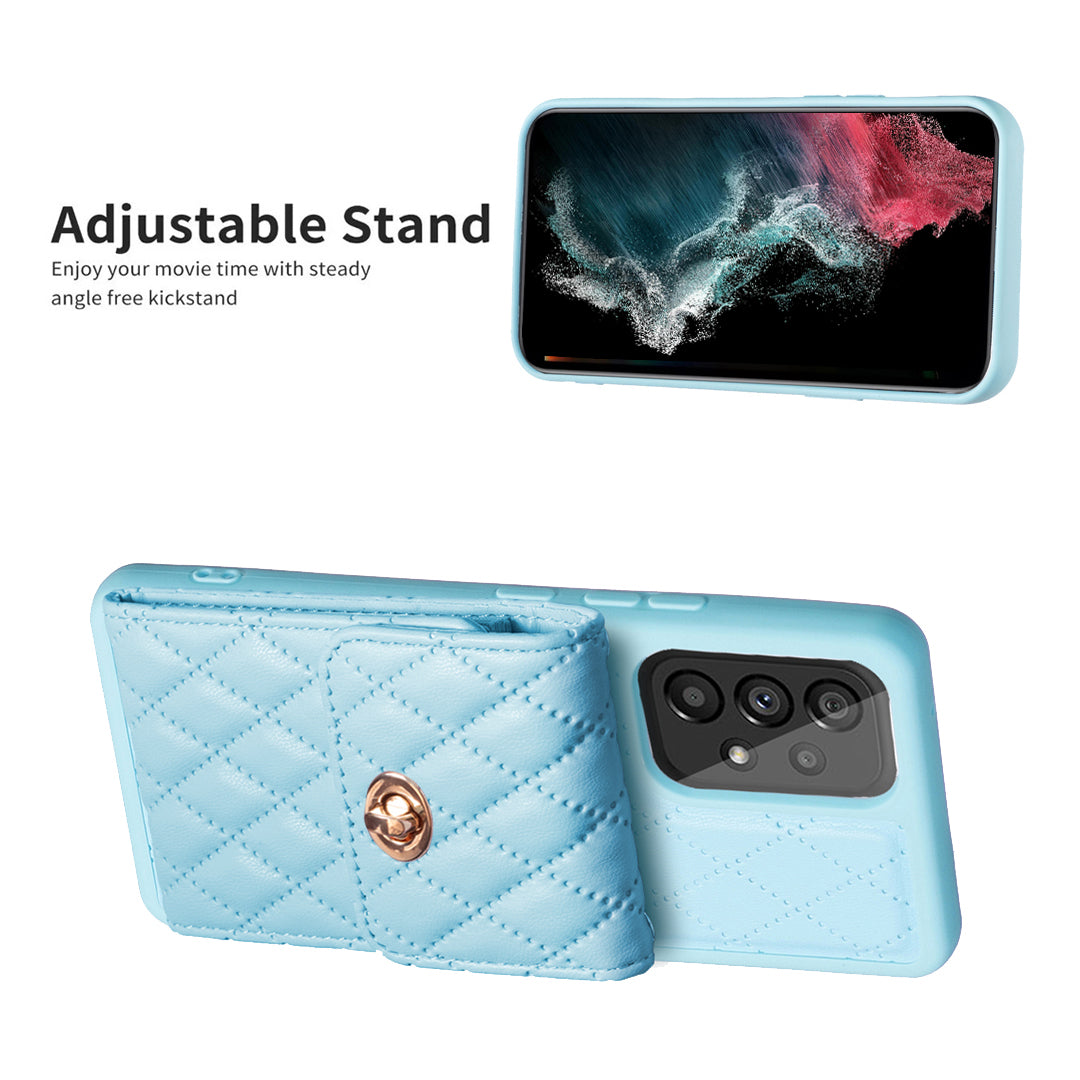 BF20 Card Holder Shell for Samsung Galaxy A53 5G PU Leather Coated TPU Phone Cover Shockproof Case