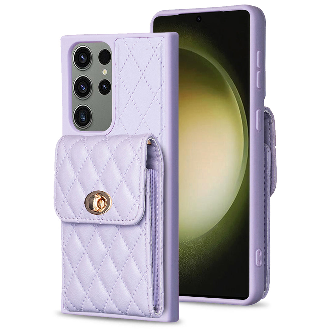 BF20 For Samsung Galaxy S23 Ultra PU Leather Coated TPU Phone Cover with Card Holder Drop-proof Case
