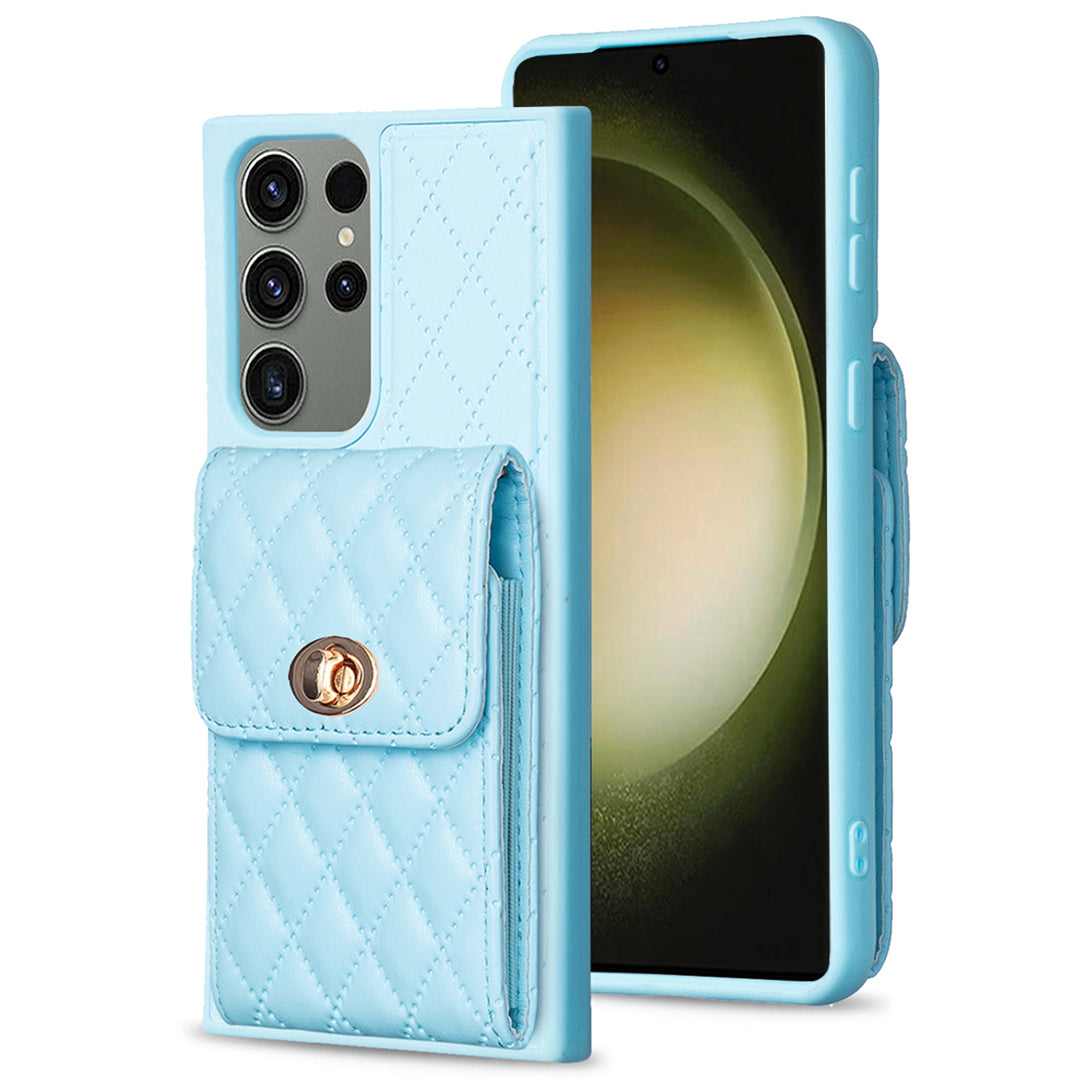 BF20 For Samsung Galaxy S23 Ultra PU Leather Coated TPU Phone Cover with Card Holder Drop-proof Case