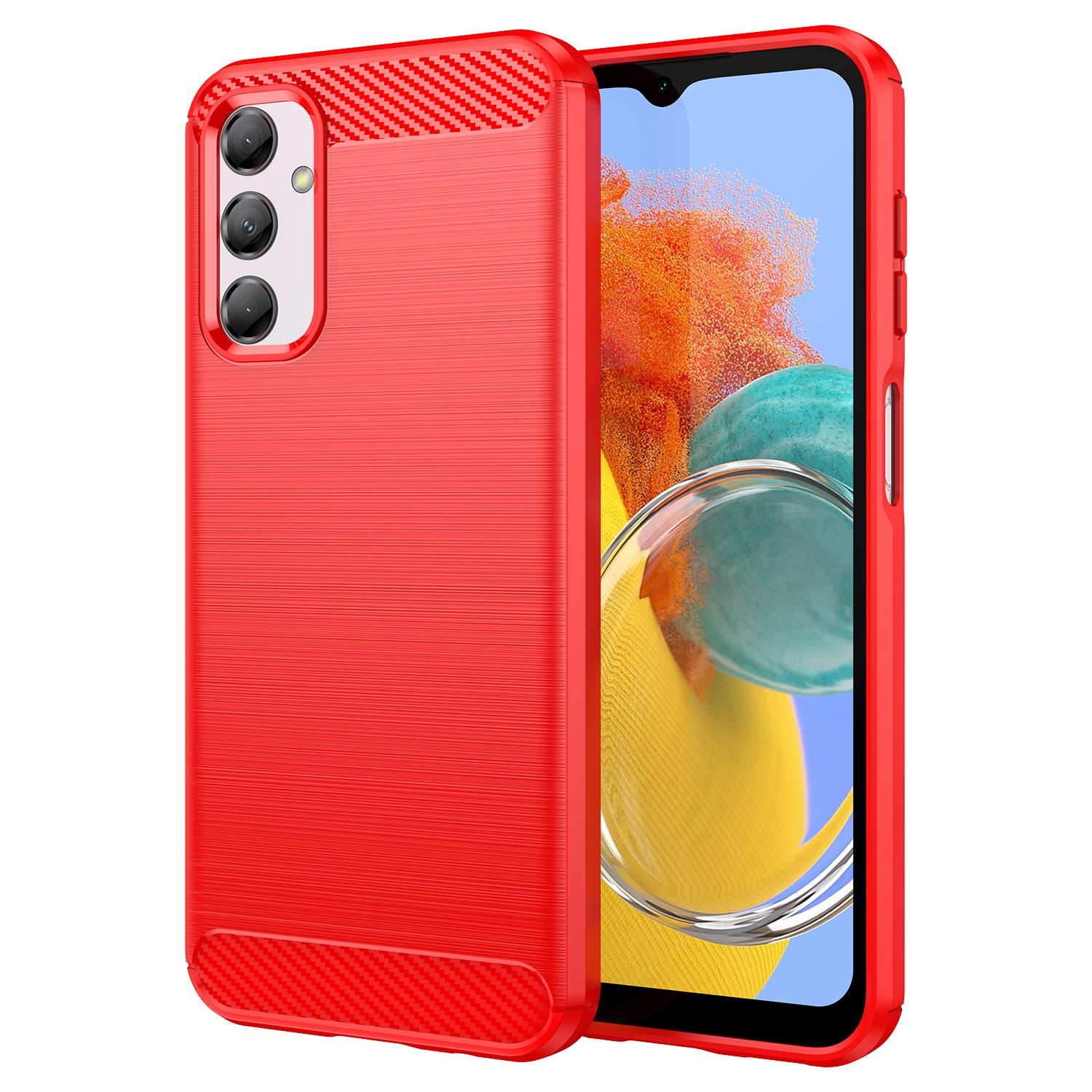 Carbon Fiber Texture Phone Case for Samsung Galaxy M14 5G Anti-drop Brushed TPU Cover